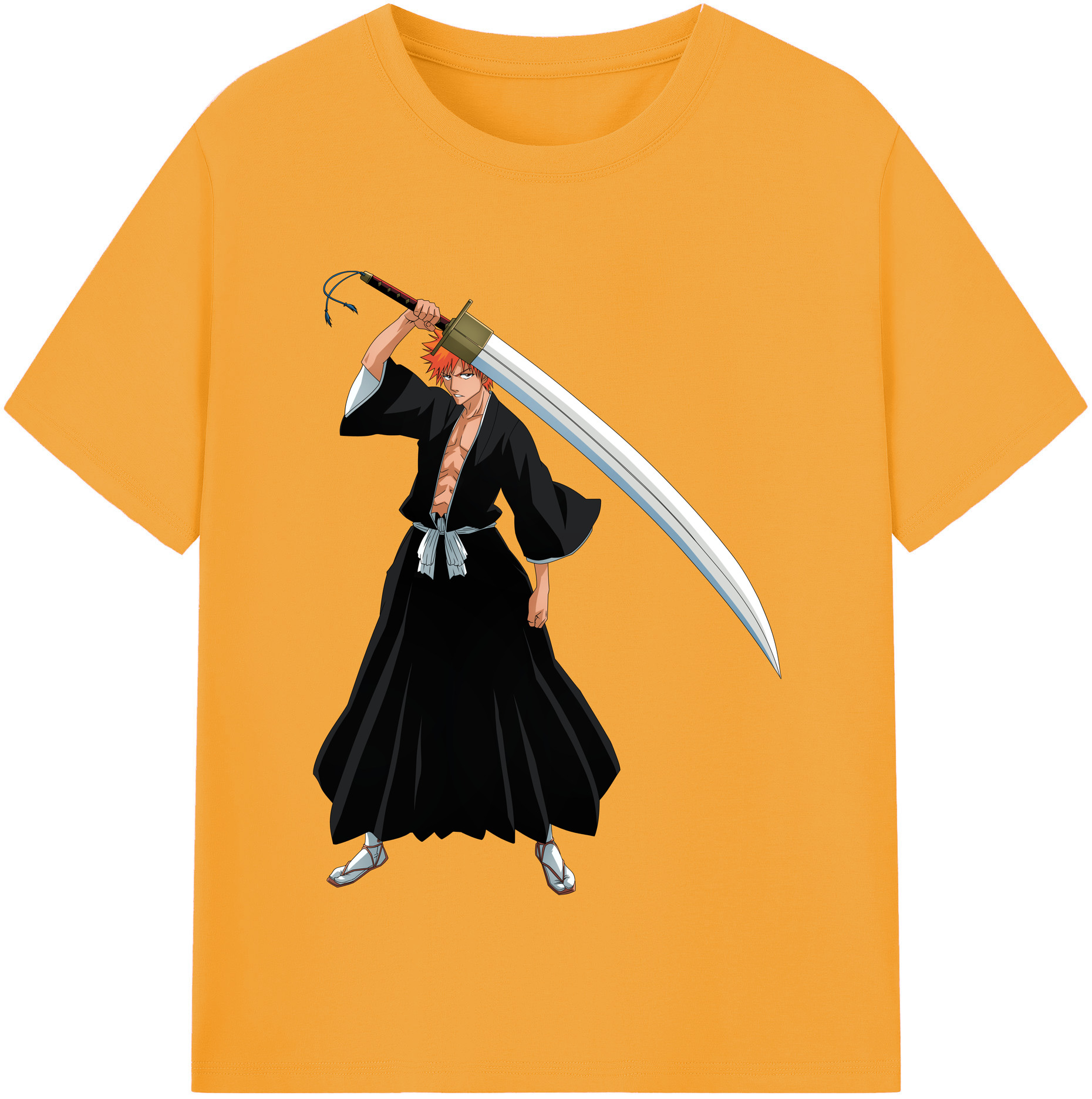 （画像用） ブリーチ 黒崎一護（くろさき いちご）BLEACH Kurosaki Ichigo レディースカジュアルプリントTシャツ（綿100％）