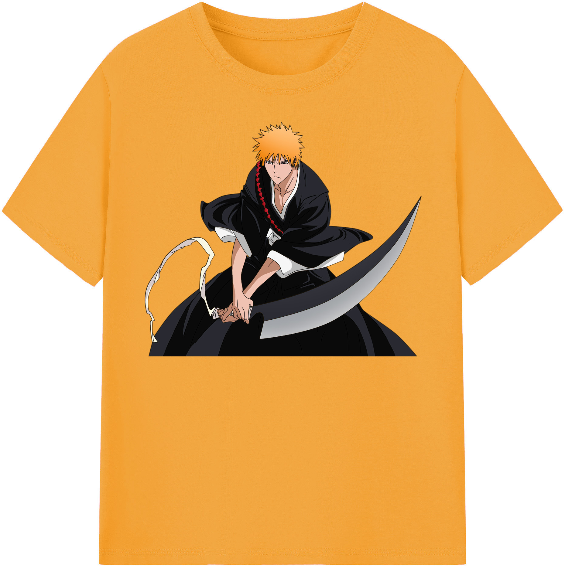 （画像用） ブリーチ 黒崎一護（くろさき いちご）BLEACH Kurosaki Ichigo レディースカジュアルプリントTシャツ（綿100％）
