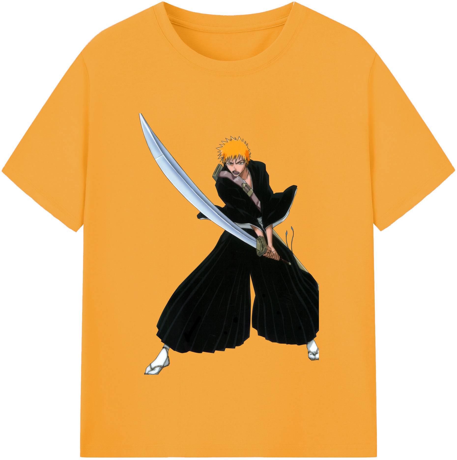 （画像用） ブリーチ 黒崎一護（くろさき いちご）BLEACH Kurosaki Ichigo レディースカジュアルプリントTシャツ（綿100％）