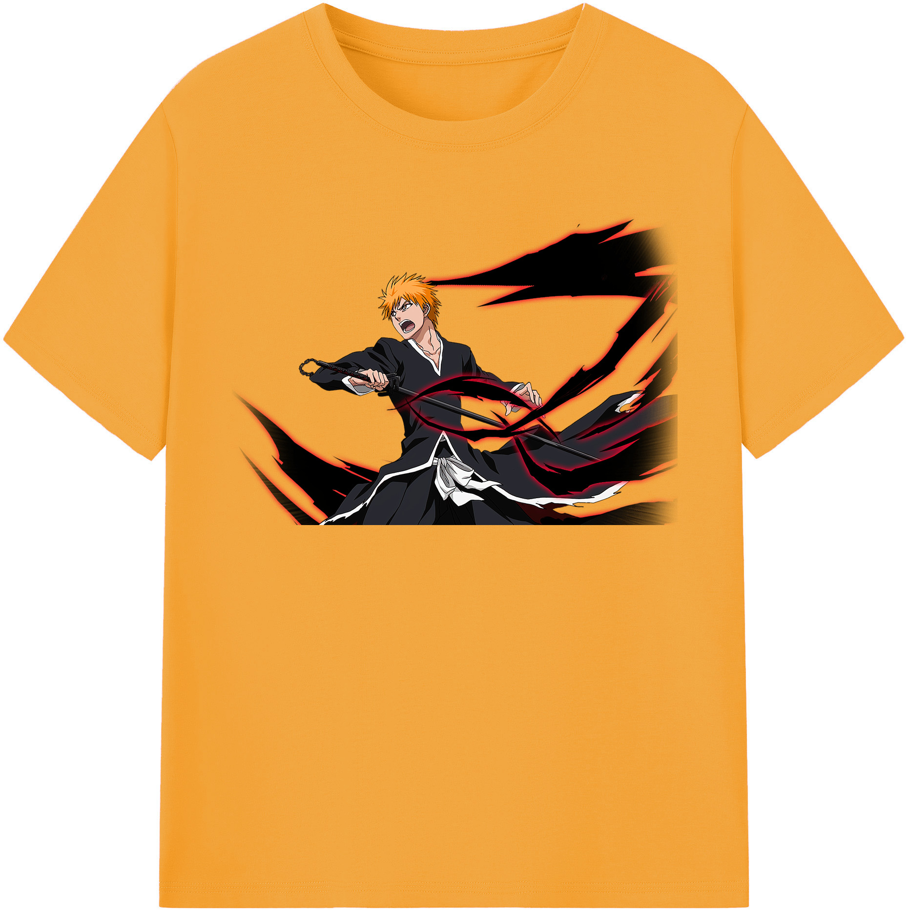 （画像用） ブリーチ 黒崎一護（くろさき いちご）BLEACH Kurosaki Ichigo レディースカジュアルプリントTシャツ（綿100％）