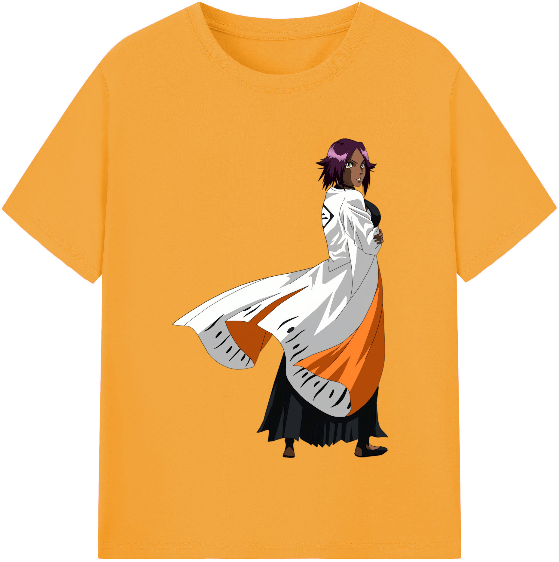 （画像用） ブリーチ 四楓院 夜一（しほういん よるいち） BLEACH Shihouin Yoruichi レディースカジュアルプリントTシャツ（綿100％）