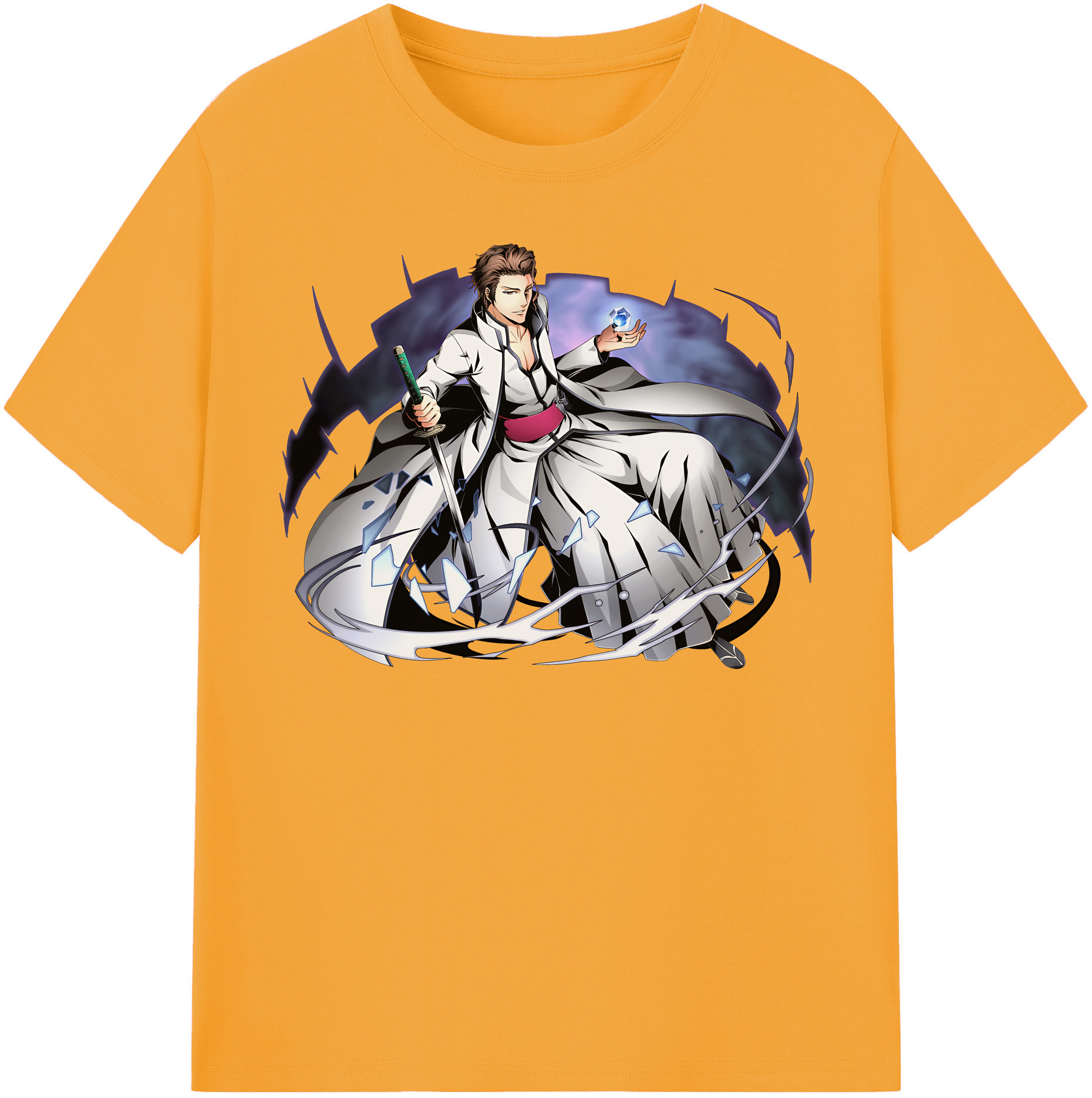 （画像用） ブリーチ 藍染 惣右介（あいぜん そうすけ） BLEACH Aizen Sousuke レディースカジュアルプリントTシャツ（綿100％）