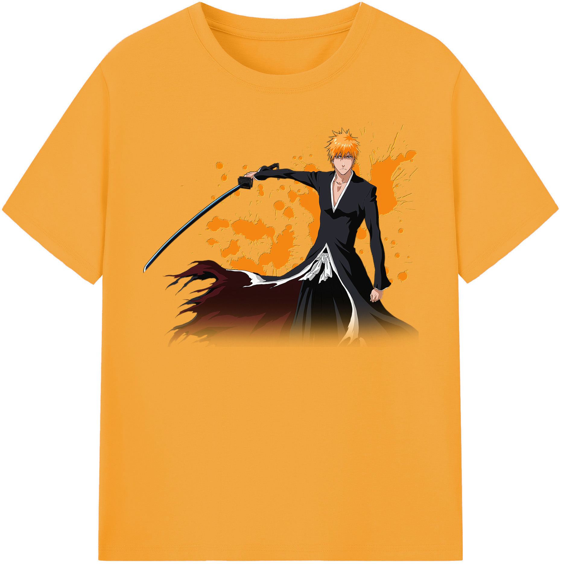 （画像用） ブリーチ 黒崎一護（くろさき いちご）BLEACH Kurosaki Ichigo レディースカジュアルプリントTシャツ（綿100％）
