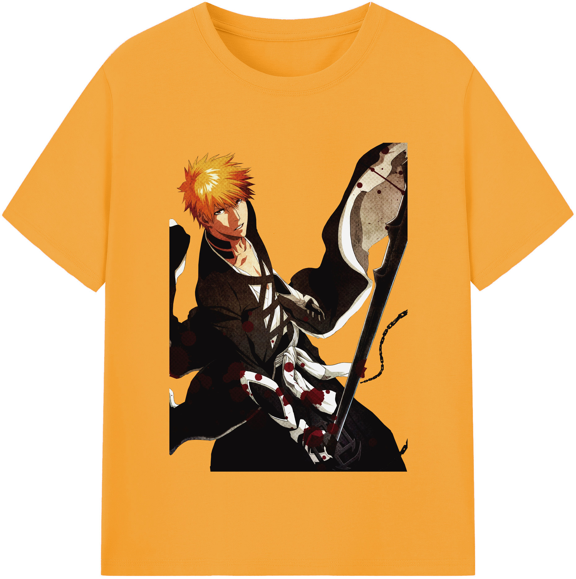 （画像用） ブリーチ 黒崎一護（くろさき いちご）BLEACH Kurosaki Ichigo レディースカジュアルプリントTシャツ（綿100％）