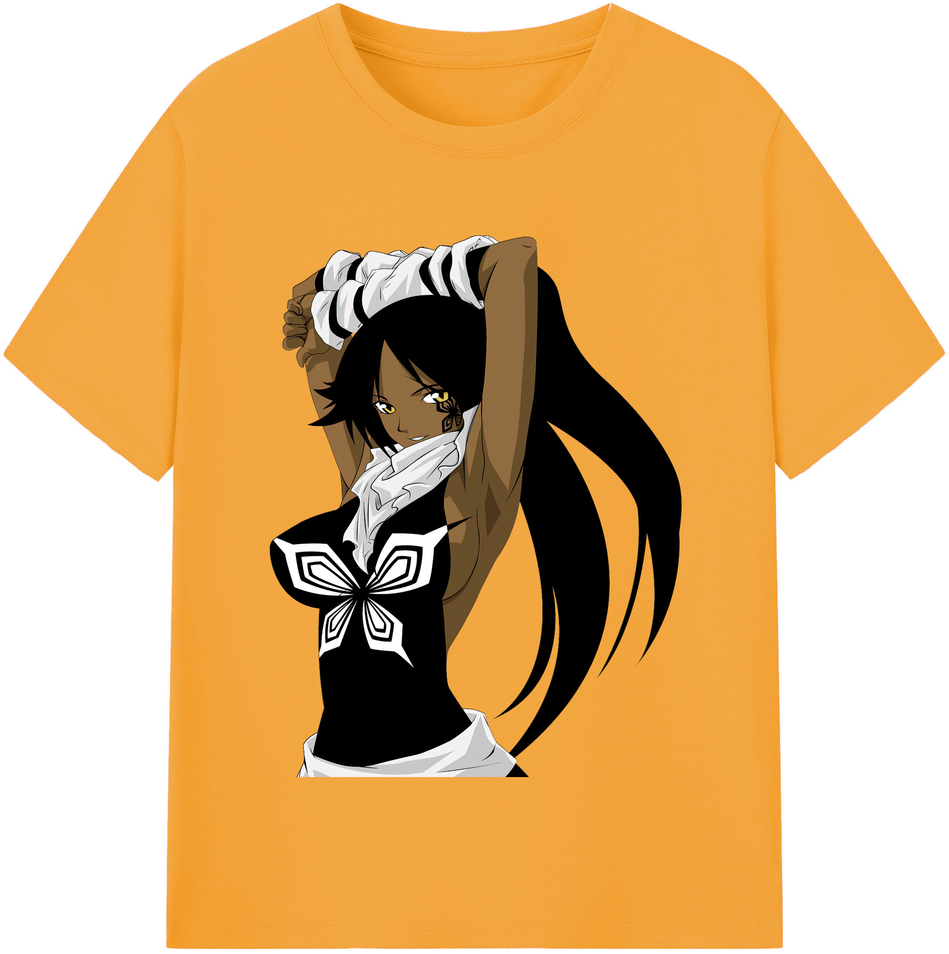 （画像用） ブリーチ 四楓院 夜一（しほういん よるいち） BLEACH Shihouin Yoruichi レディースカジュアルプリントTシャツ（綿100％）