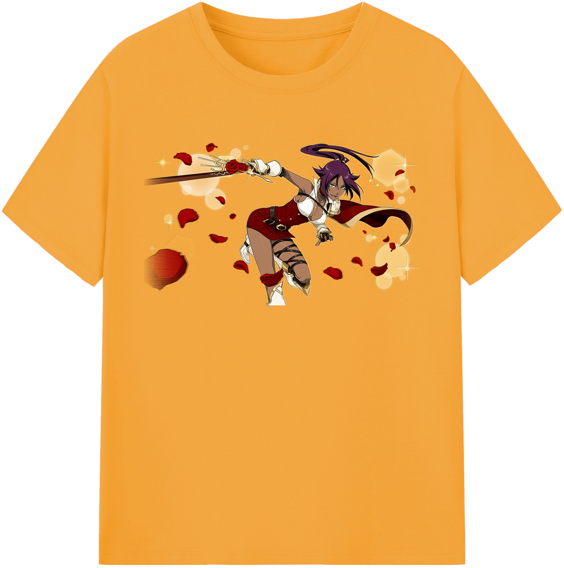 （画像用） ブリーチ 四楓院 夜一（しほういん よるいち） BLEACH Shihouin Yoruichi レディースカジュアルプリントTシャツ（綿100％）