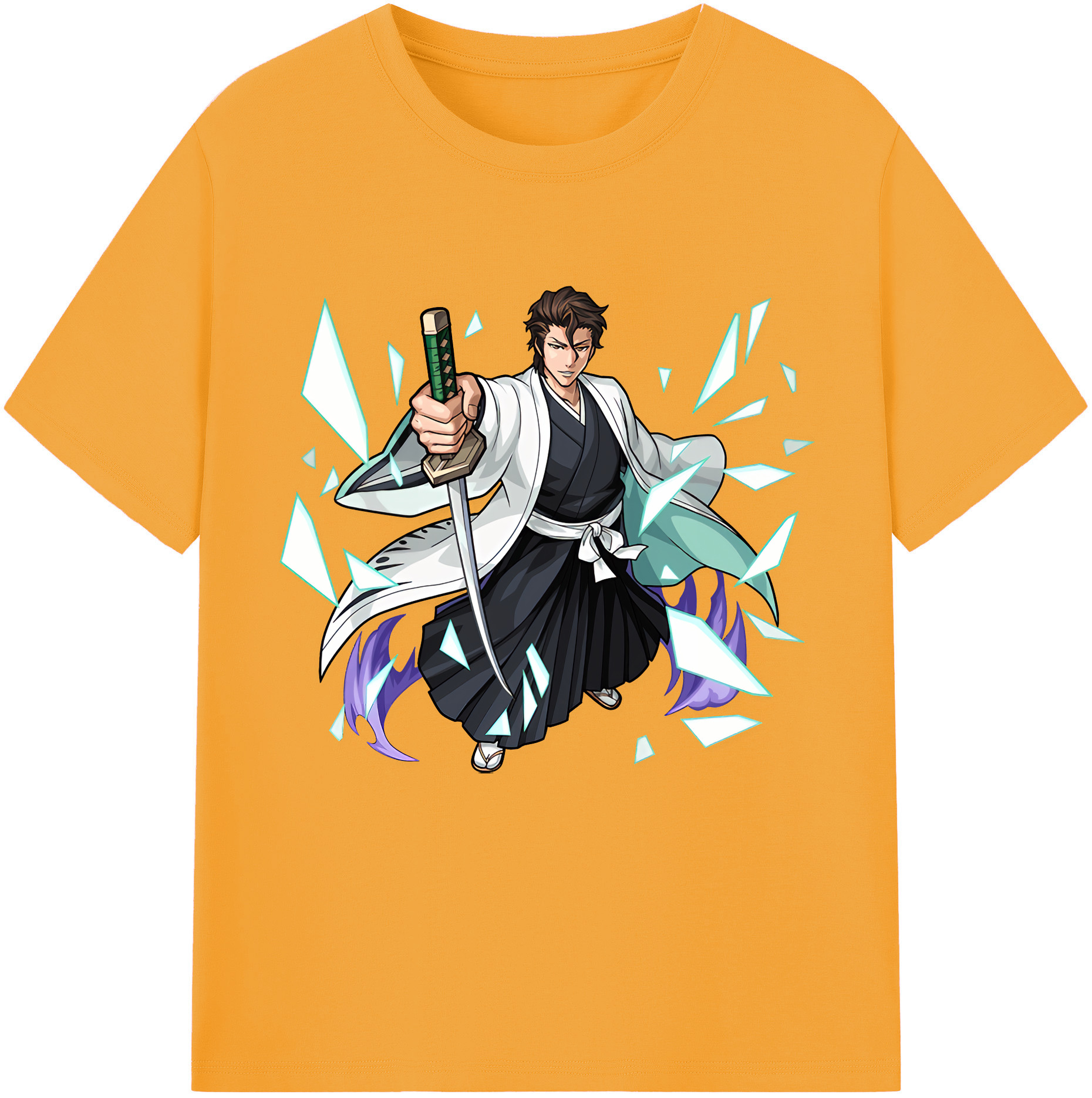 （画像用） ブリーチ 藍染 惣右介（あいぜん そうすけ） BLEACH Aizen Sousuke レディースカジュアルプリントTシャツ（綿100％）