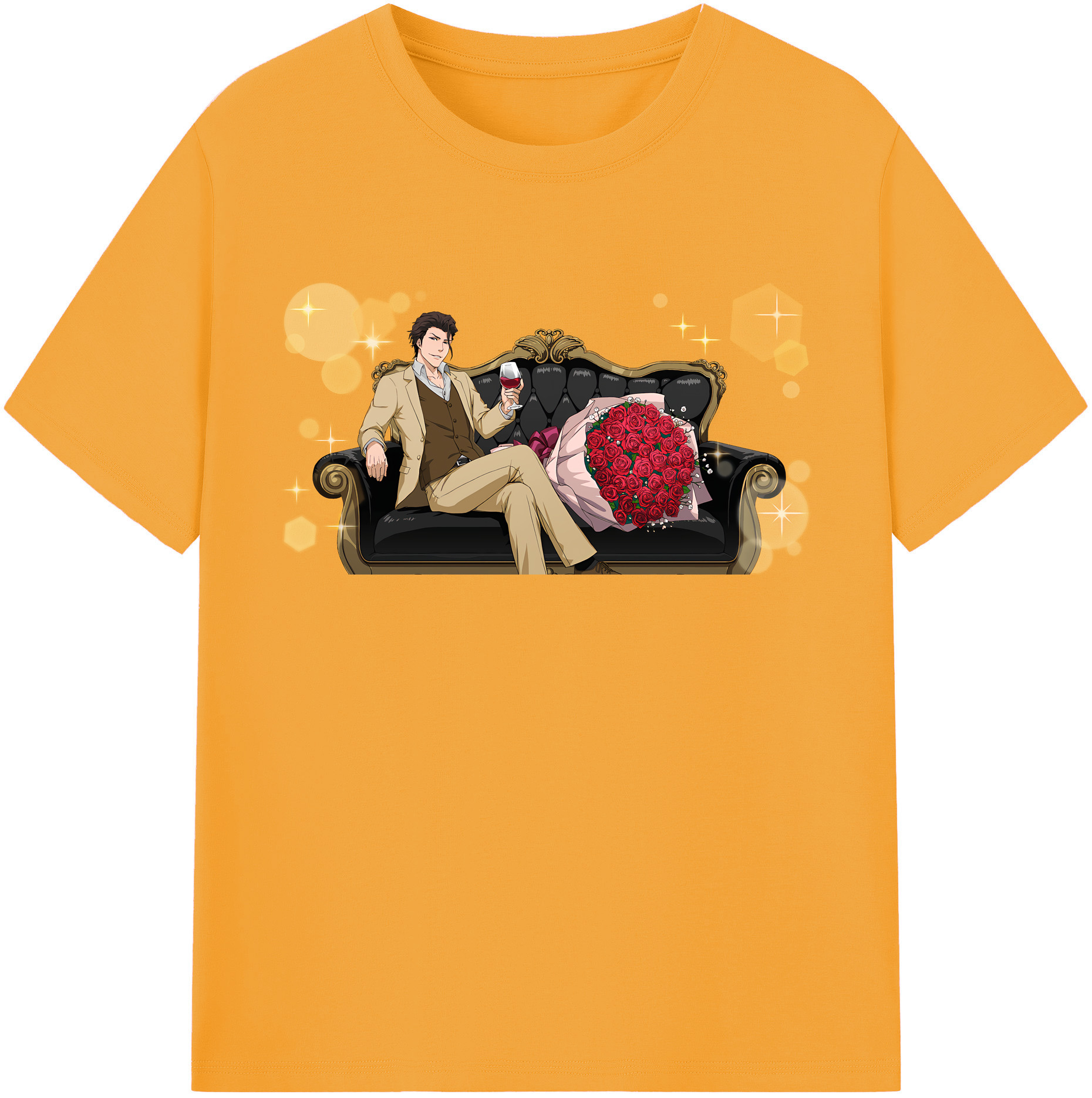 （画像用） ブリーチ 藍染 惣右介（あいぜん そうすけ） BLEACH Aizen Sousuke レディースカジュアルプリントTシャツ（綿100％）