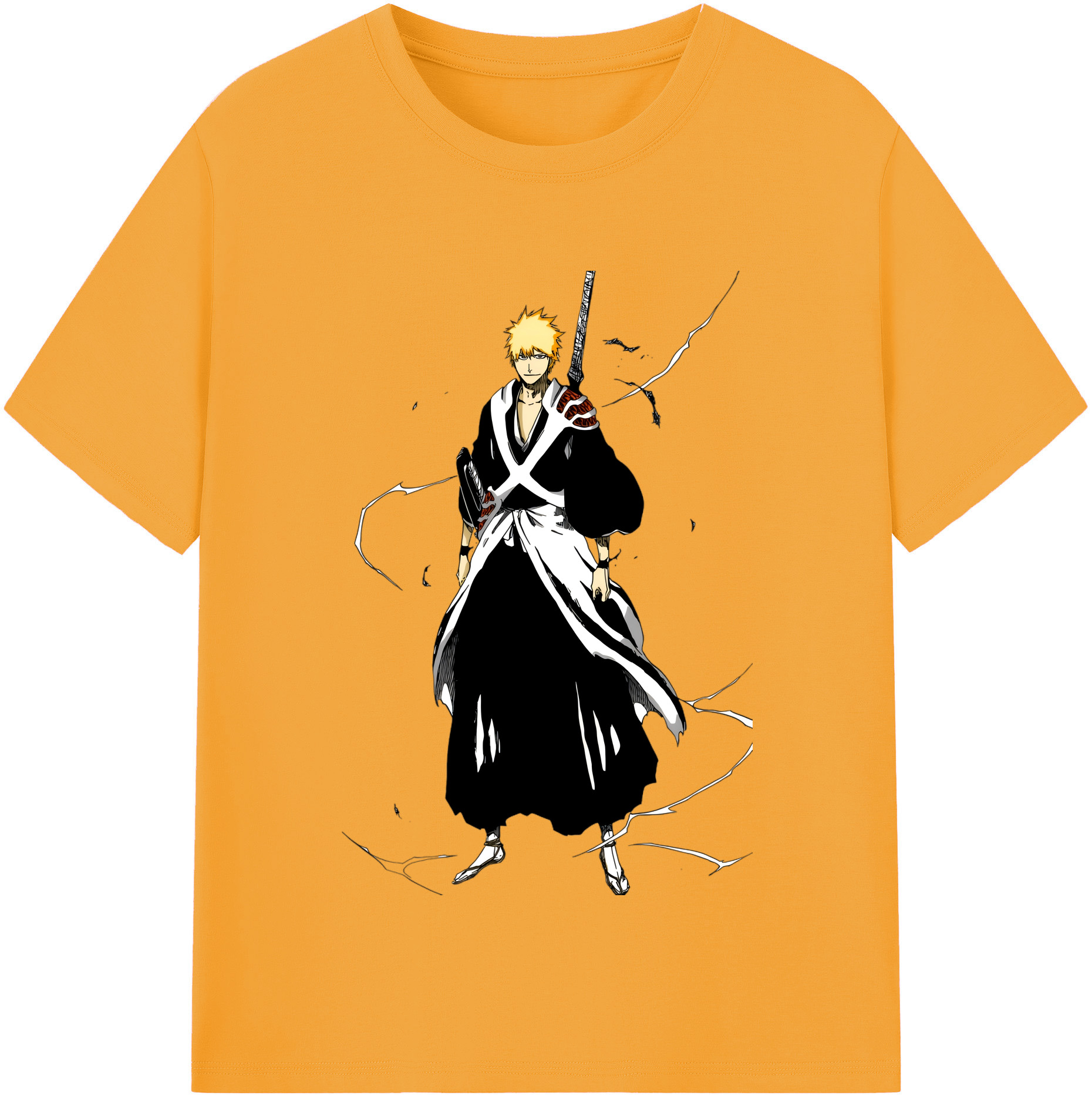 （画像用） ブリーチ 黒崎一護（くろさき いちご）BLEACH Kurosaki Ichigo レディースカジュアルプリントTシャツ（綿100％）