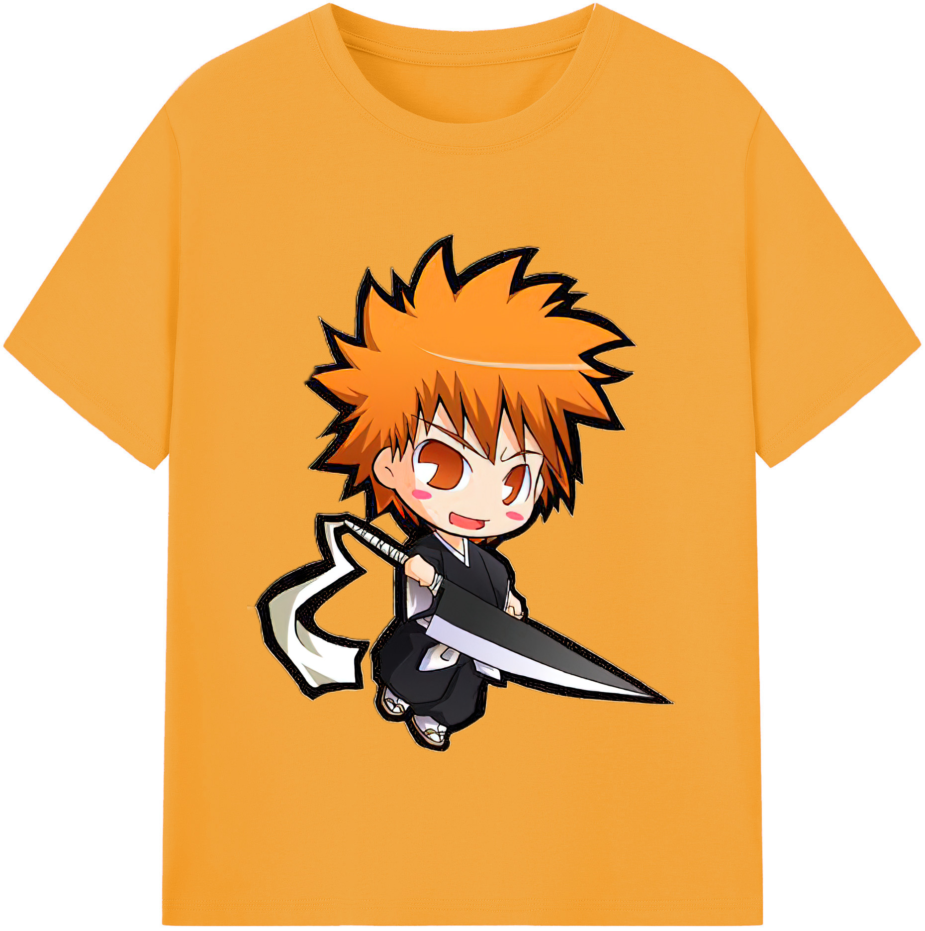 （画像用） ブリーチ 黒崎一護（くろさき いちご）BLEACH Kurosaki Ichigo レディースカジュアルプリントTシャツ（綿100％）