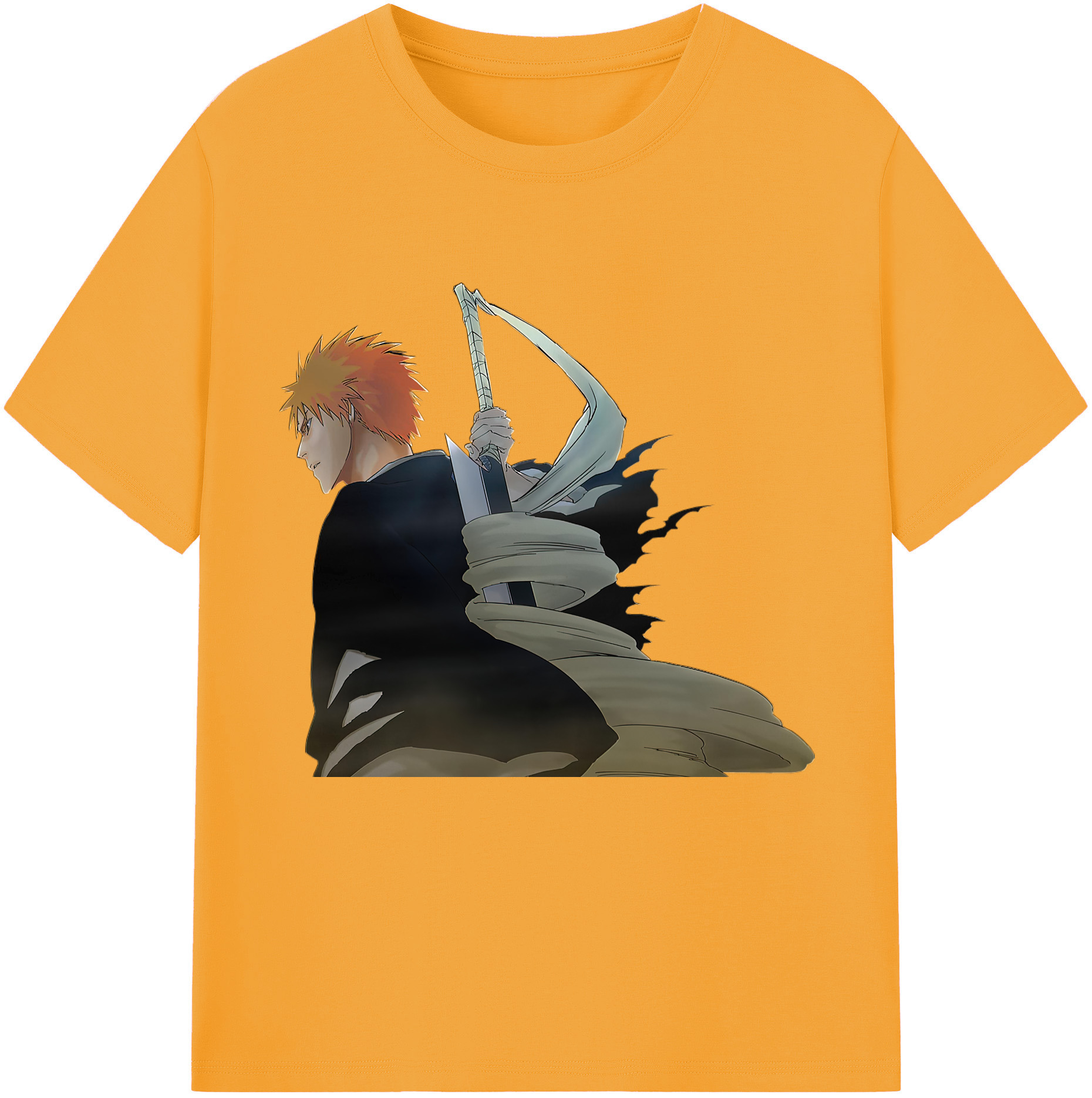 （画像用） ブリーチ 黒崎一護（くろさき いちご）BLEACH Kurosaki Ichigo レディースカジュアルプリントTシャツ（綿100％）