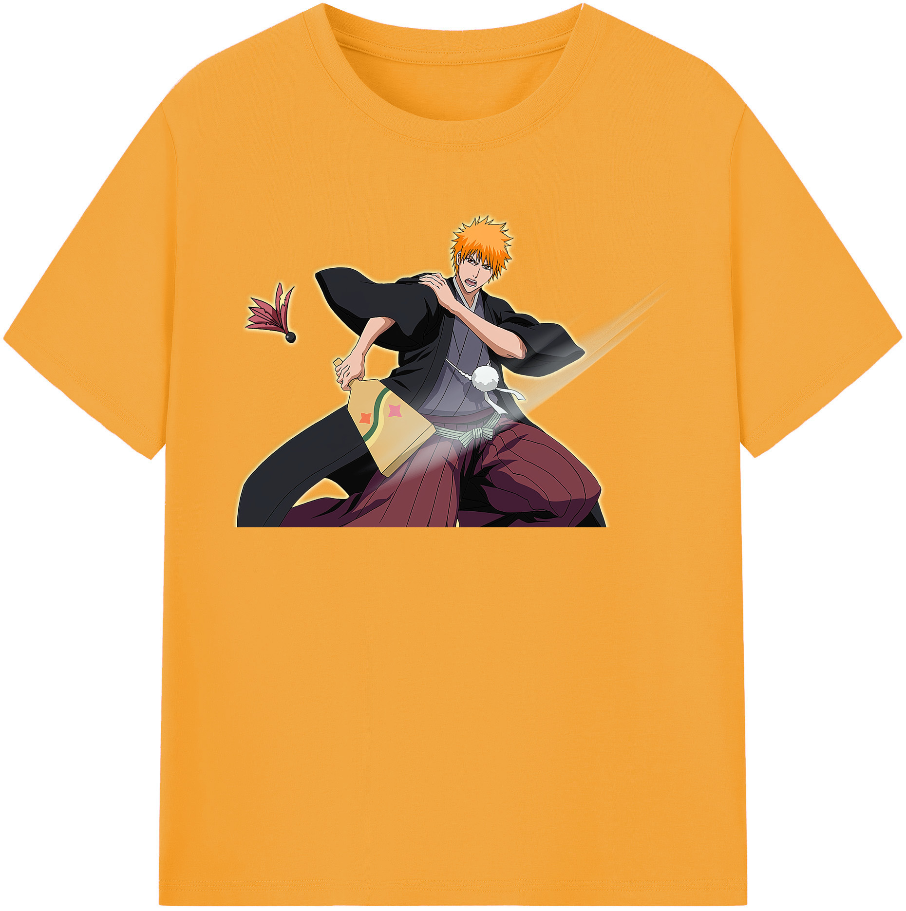 （画像用） ブリーチ 黒崎一護（くろさき いちご）BLEACH Kurosaki Ichigo レディースカジュアルプリントTシャツ（綿100％）