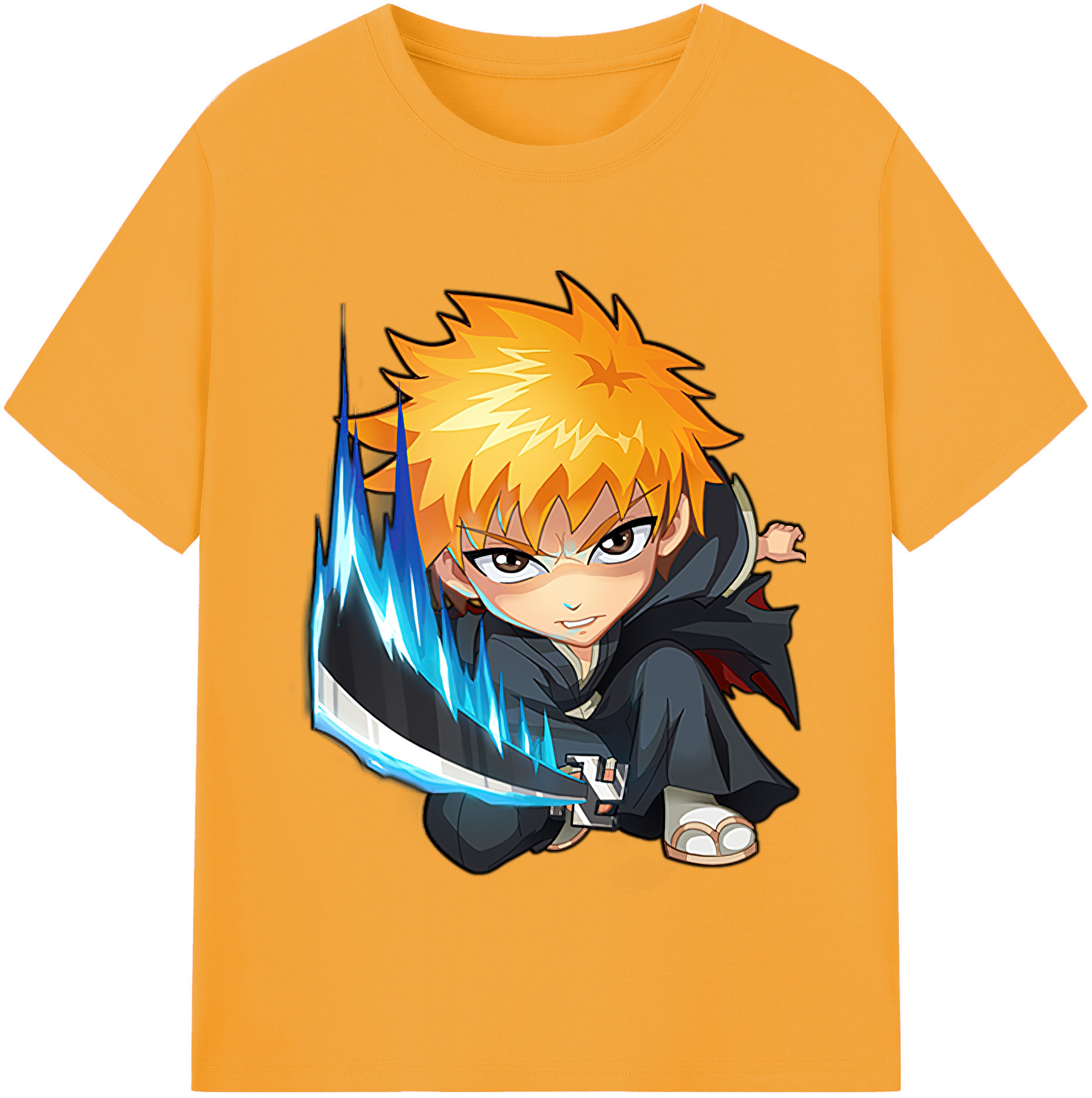 （画像用） ブリーチ 黒崎一護（くろさき いちご）BLEACH Kurosaki Ichigo レディースカジュアルプリントTシャツ（綿100％）