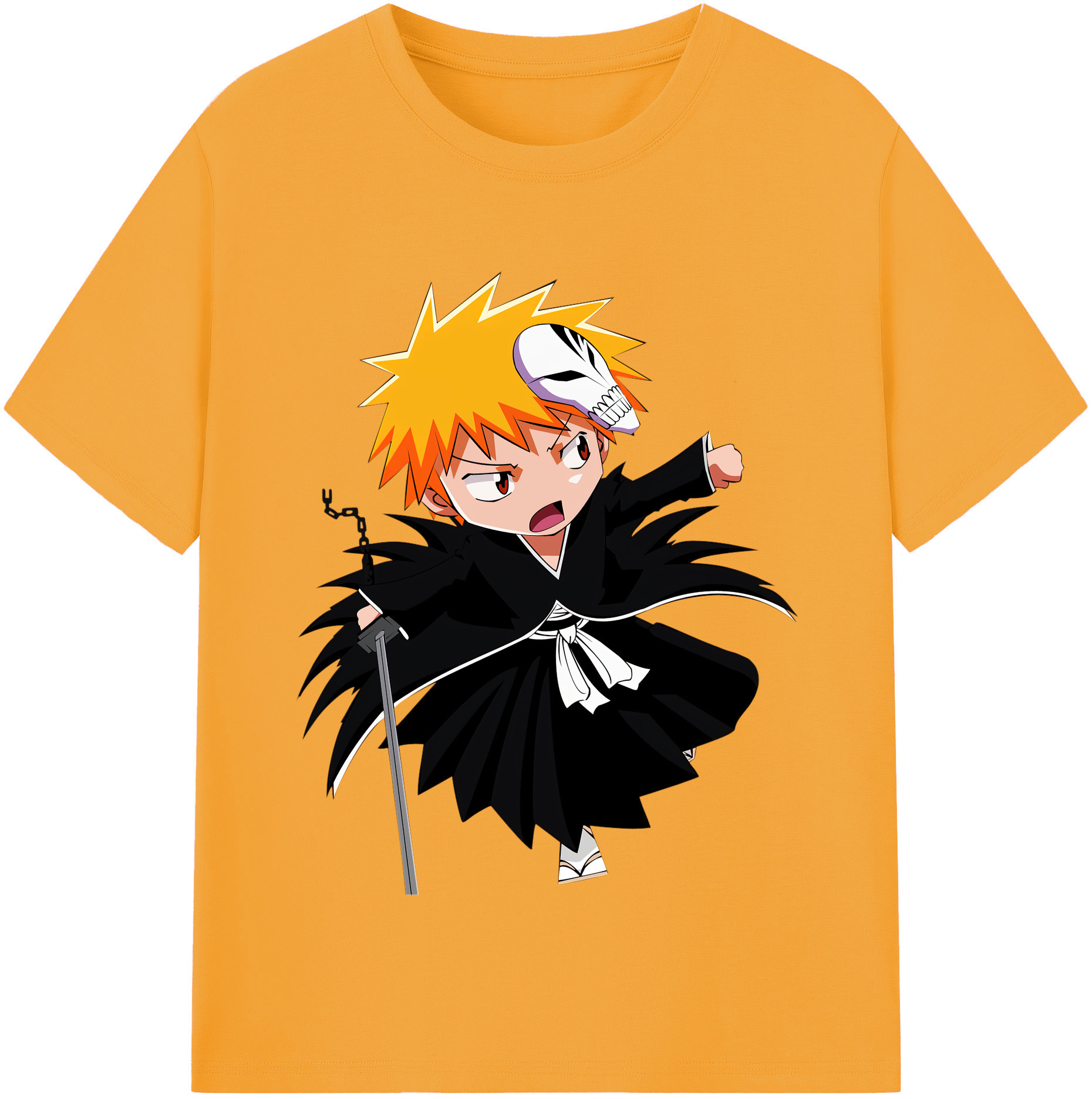 （画像用） ブリーチ 黒崎一護（くろさき いちご）BLEACH Kurosaki Ichigo レディースカジュアルプリントTシャツ（綿100％）