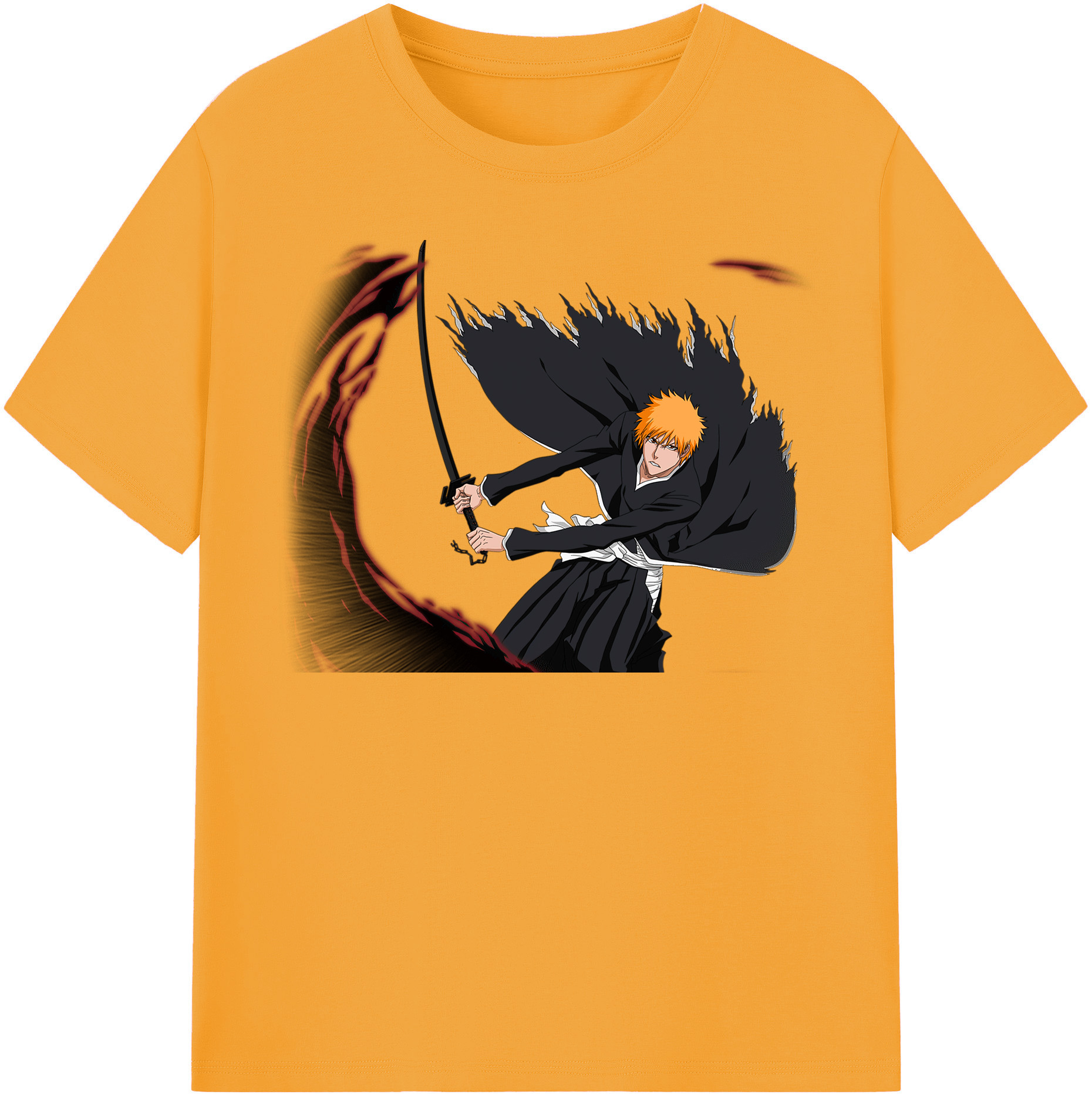 （画像用） ブリーチ 黒崎一護（くろさき いちご）BLEACH Kurosaki Ichigo レディースカジュアルプリントTシャツ（綿100％）