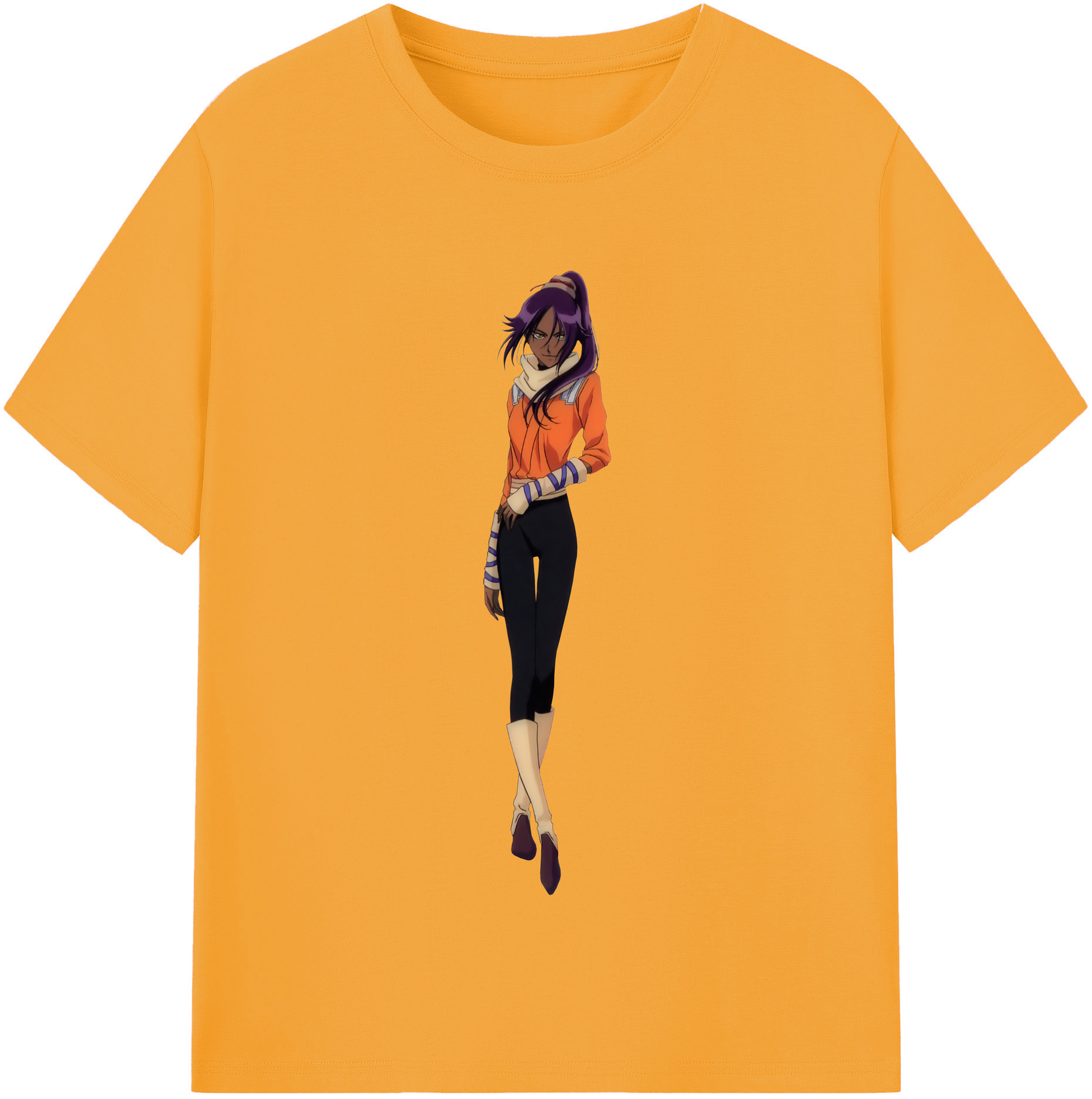 （画像用） ブリーチ 四楓院 夜一（しほういん よるいち） BLEACH Shihouin Yoruichi レディースカジュアルプリントTシャツ（綿100％）