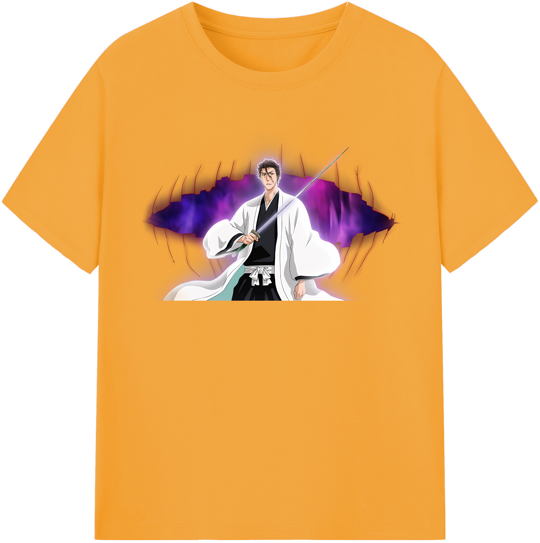 （画像用） ブリーチ 藍染 惣右介（あいぜん そうすけ） BLEACH Aizen Sousuke レディースカジュアルプリントTシャツ（綿100％）