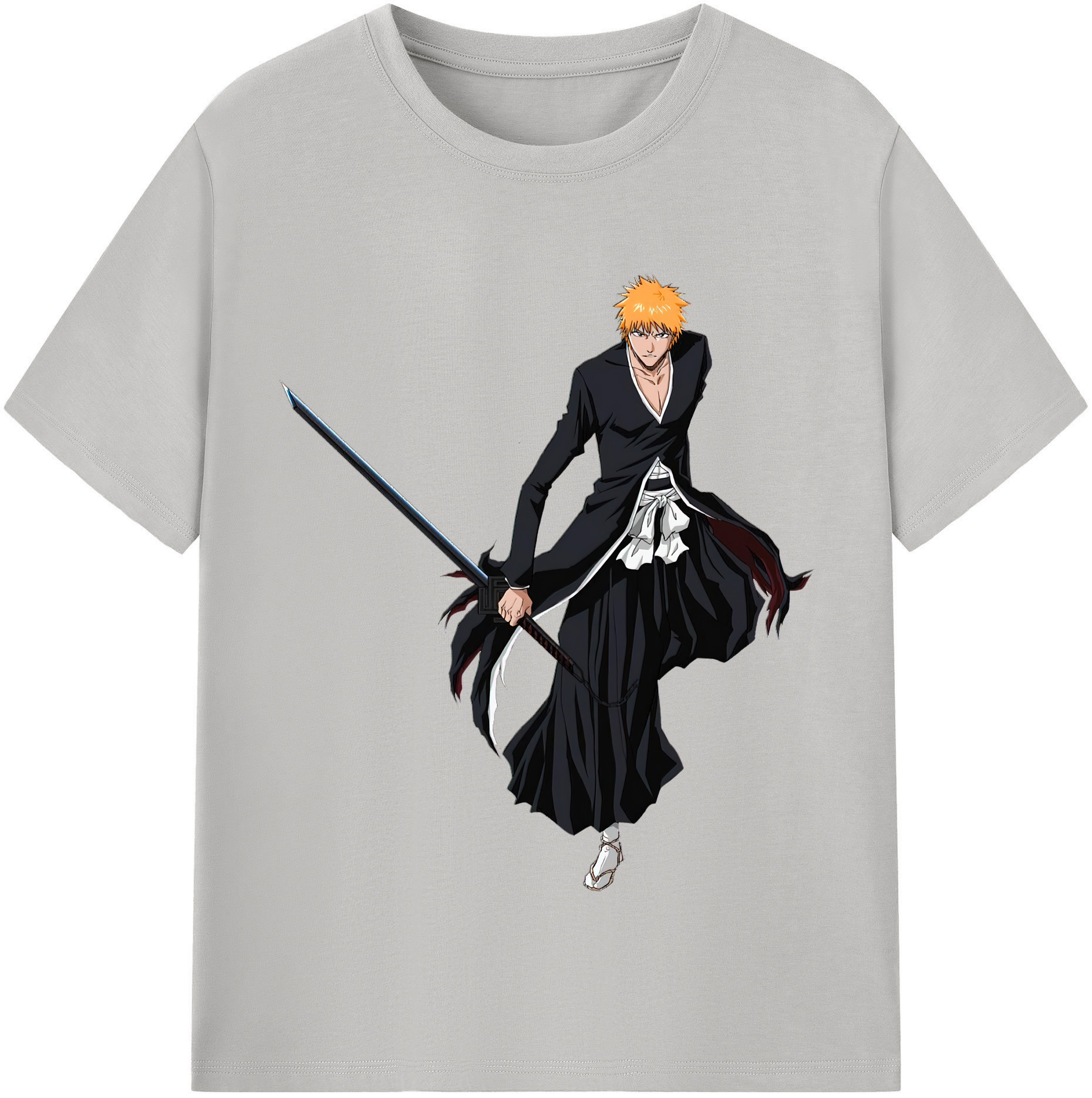 （画像用） ブリーチ 黒崎一護（くろさき いちご）BLEACH Kurosaki Ichigo レディースカジュアルプリントTシャツ（綿100％）