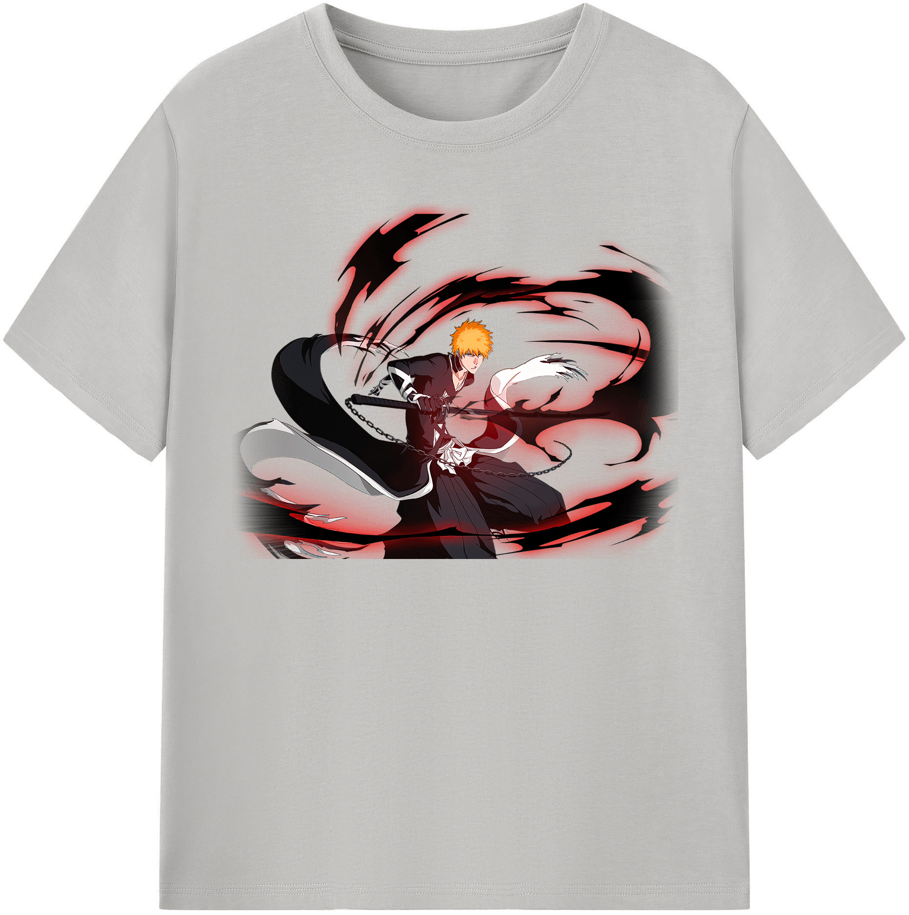 （画像用） ブリーチ 黒崎一護（くろさき いちご）BLEACH Kurosaki Ichigo レディースカジュアルプリントTシャツ（綿100％）