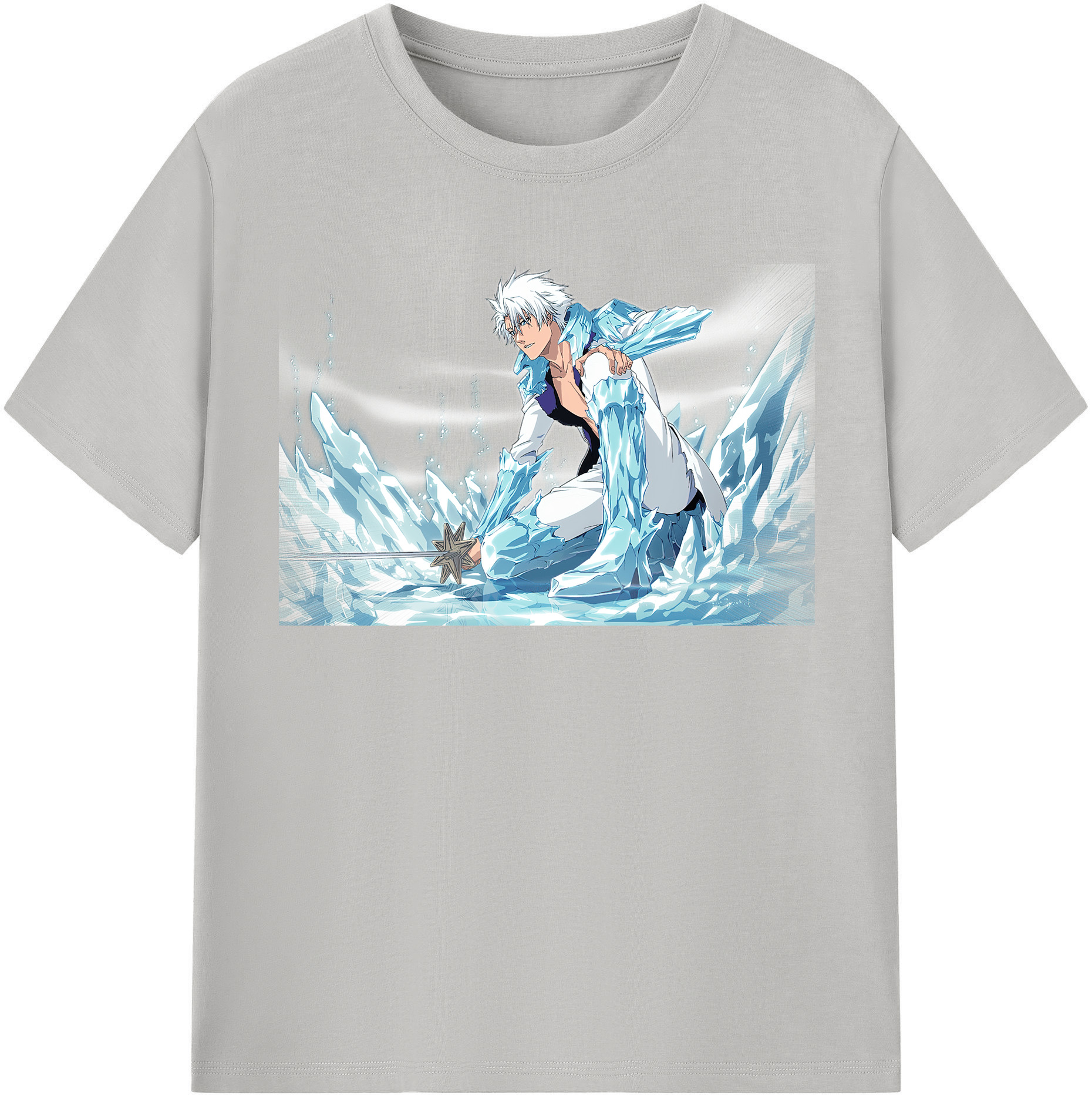 （画像用） ブリーチ 日番谷冬獅郎（ひつがや とうしろう） BLEACH Hitsugaya Toushirou レディースカジュアルプリントTシャツ（綿100％）