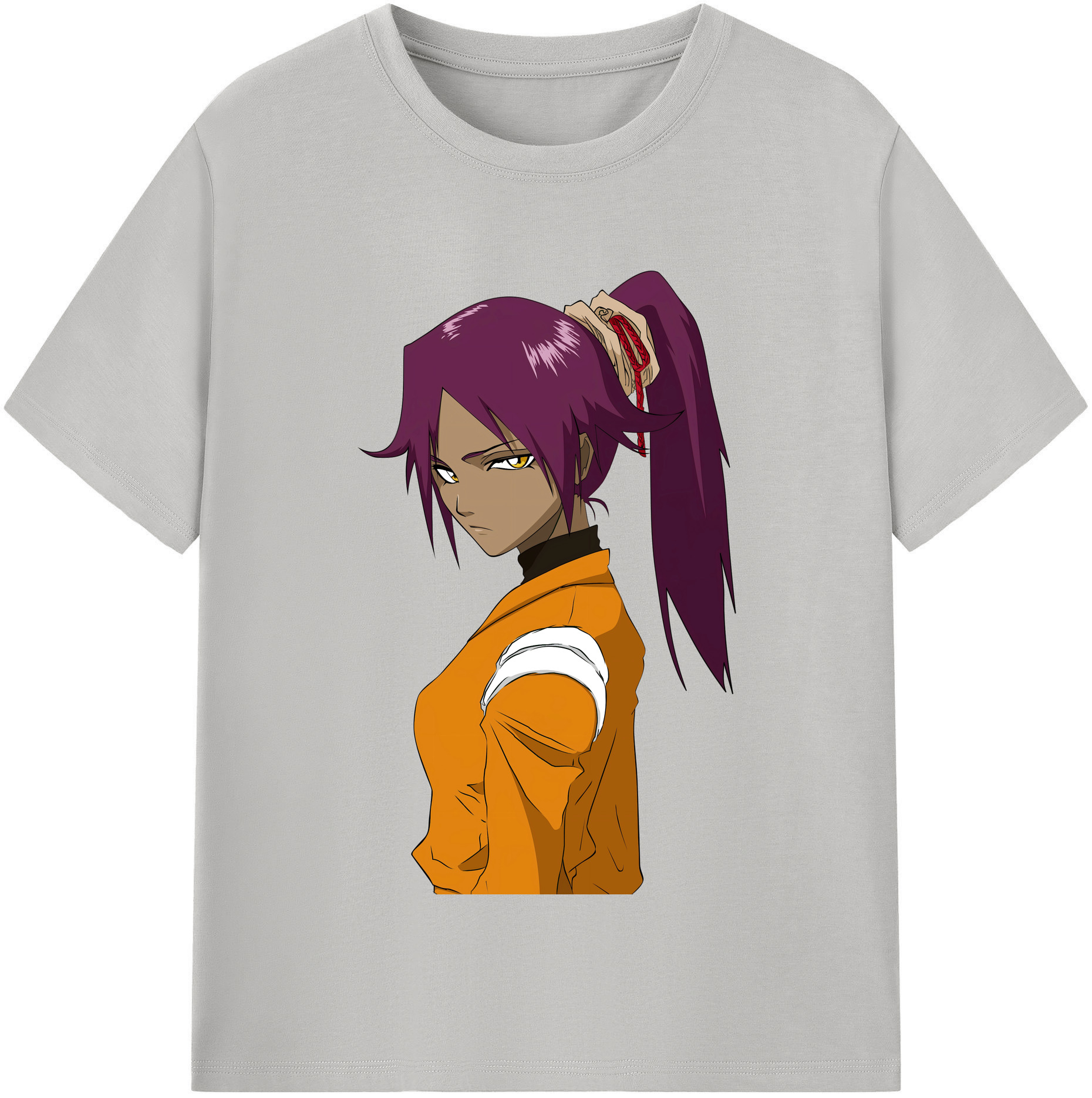 （画像用） ブリーチ 四楓院 夜一（しほういん よるいち） BLEACH Shihouin Yoruichi レディースカジュアルプリントTシャツ（綿100％）