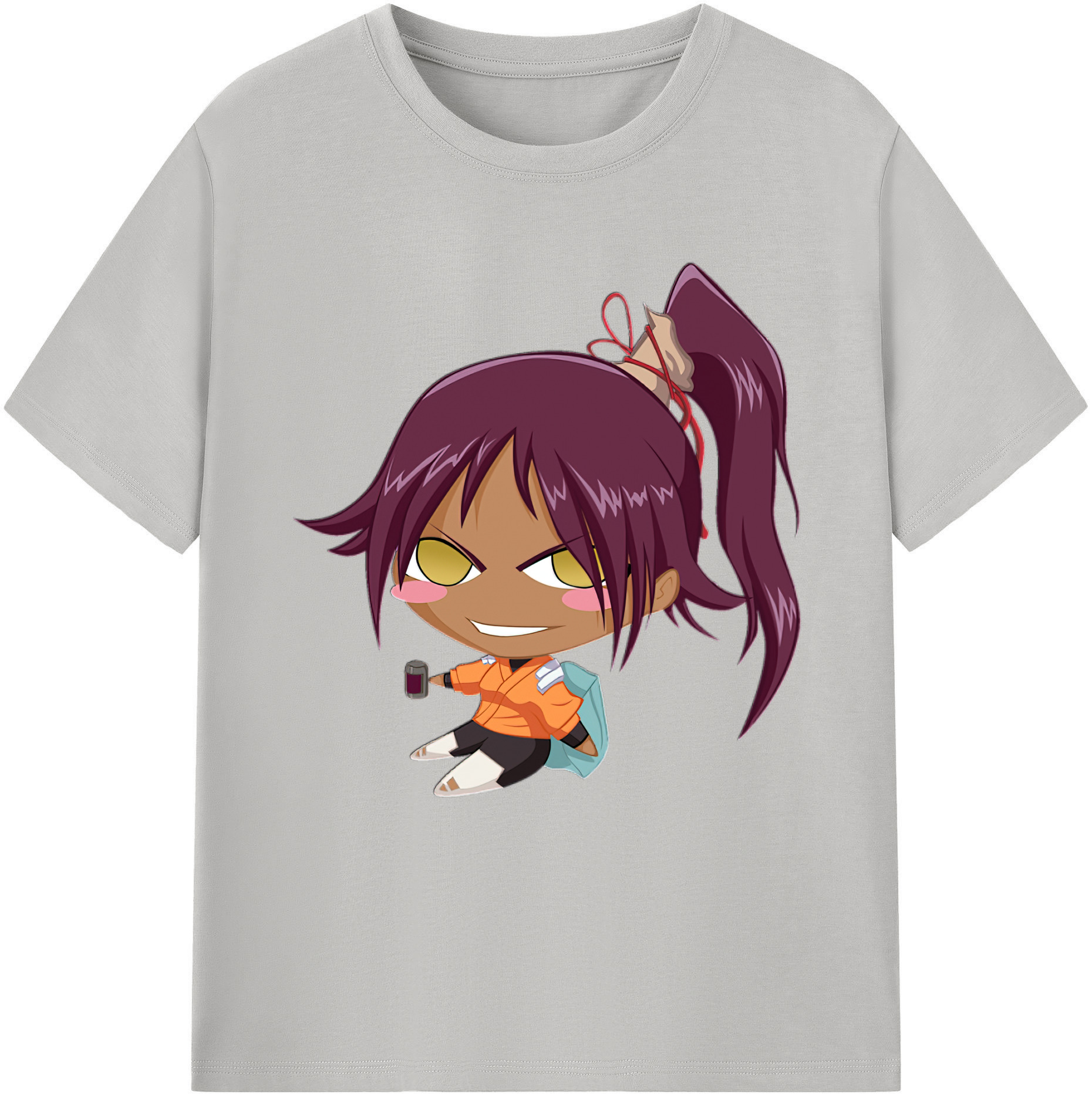 （画像用） ブリーチ 四楓院 夜一（しほういん よるいち） BLEACH Shihouin Yoruichi レディースカジュアルプリントTシャツ（綿100％）