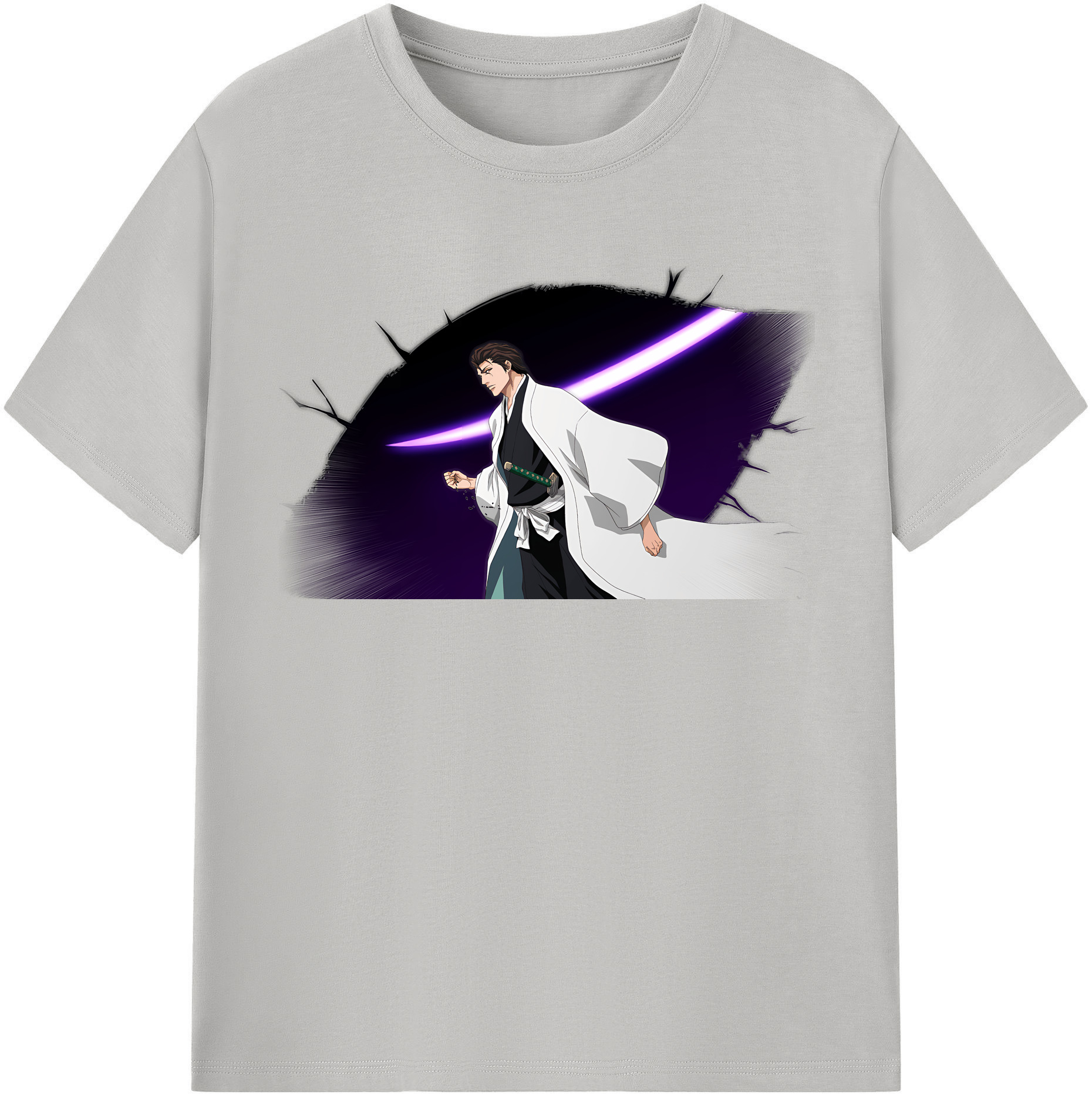 （画像用） ブリーチ 藍染 惣右介（あいぜん そうすけ） BLEACH Aizen Sousuke レディースカジュアルプリントTシャツ（綿100％）