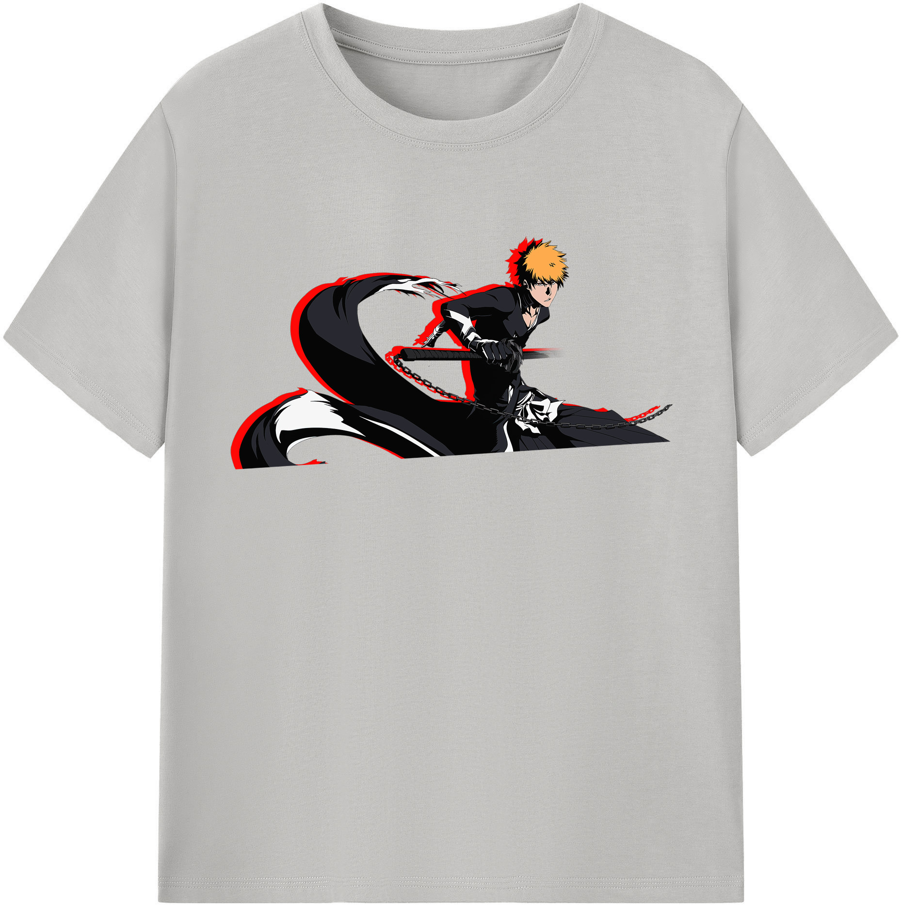（画像用） ブリーチ 黒崎一護（くろさき いちご）BLEACH Kurosaki Ichigo レディースカジュアルプリントTシャツ（綿100％）