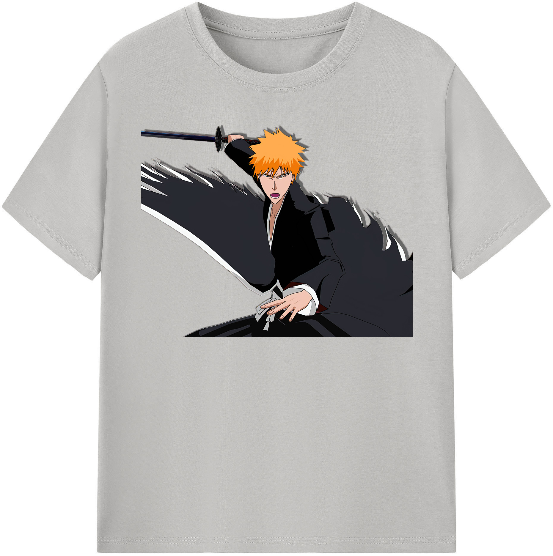 （画像用） ブリーチ 黒崎一護（くろさき いちご）BLEACH Kurosaki Ichigo レディースカジュアルプリントTシャツ（綿100％）