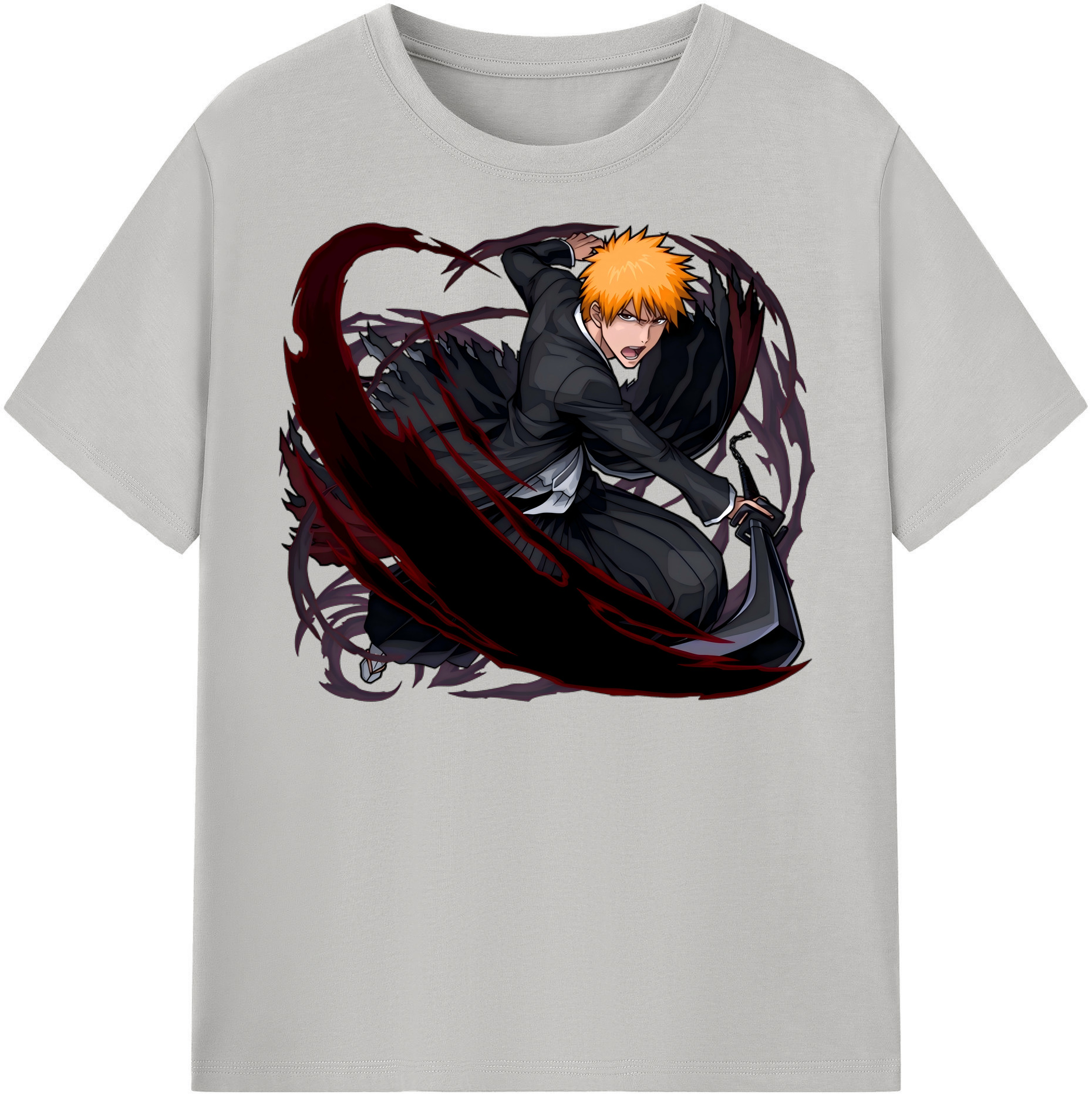 （画像用） ブリーチ 黒崎一護（くろさき いちご）BLEACH Kurosaki Ichigo レディースカジュアルプリントTシャツ（綿100％）