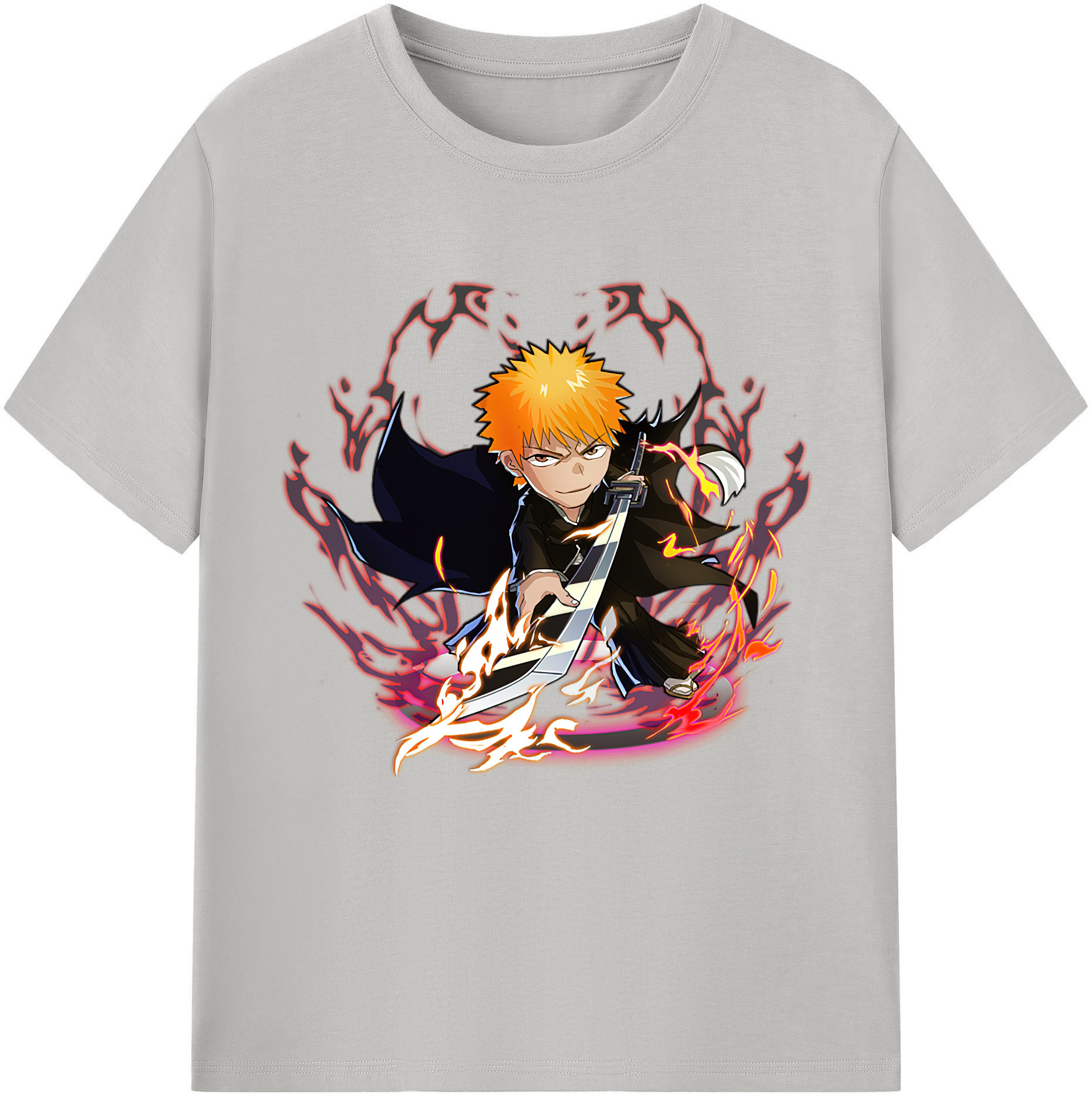 （画像用） ブリーチ 黒崎一護（くろさき いちご）BLEACH Kurosaki Ichigo レディースカジュアルプリントTシャツ（綿100％）