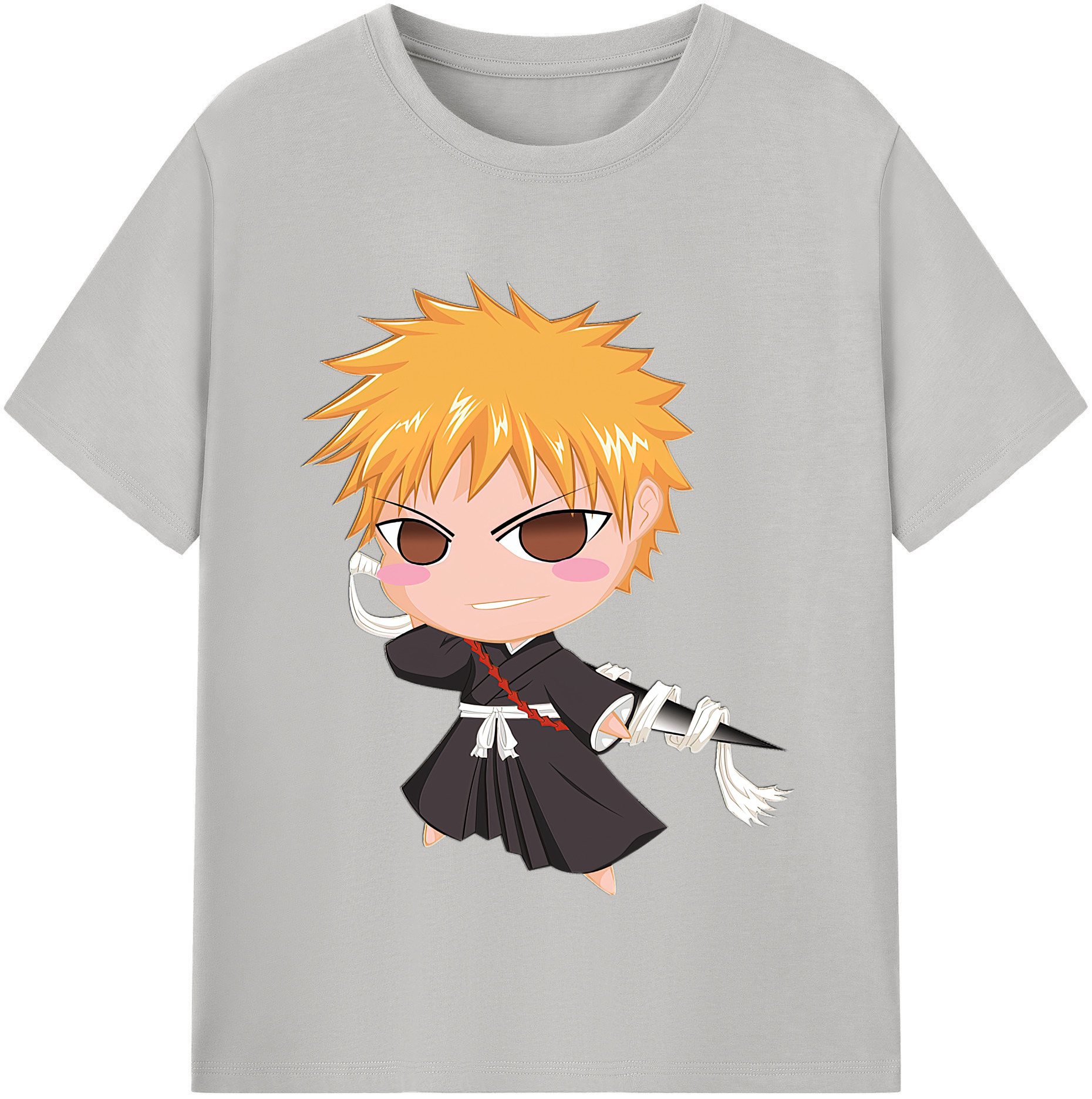 （画像用） ブリーチ 黒崎一護（くろさき いちご）BLEACH Kurosaki Ichigo レディースカジュアルプリントTシャツ（綿100％）