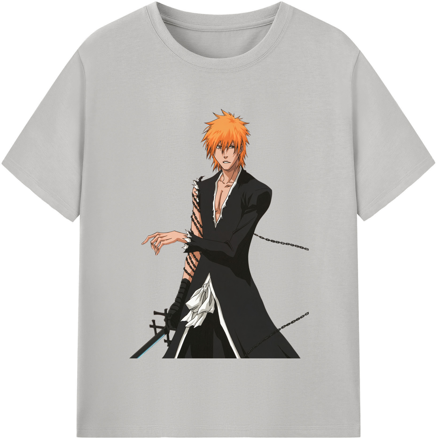 （画像用） ブリーチ 黒崎一護（くろさき いちご）BLEACH Kurosaki Ichigo レディースカジュアルプリントTシャツ（綿100％）