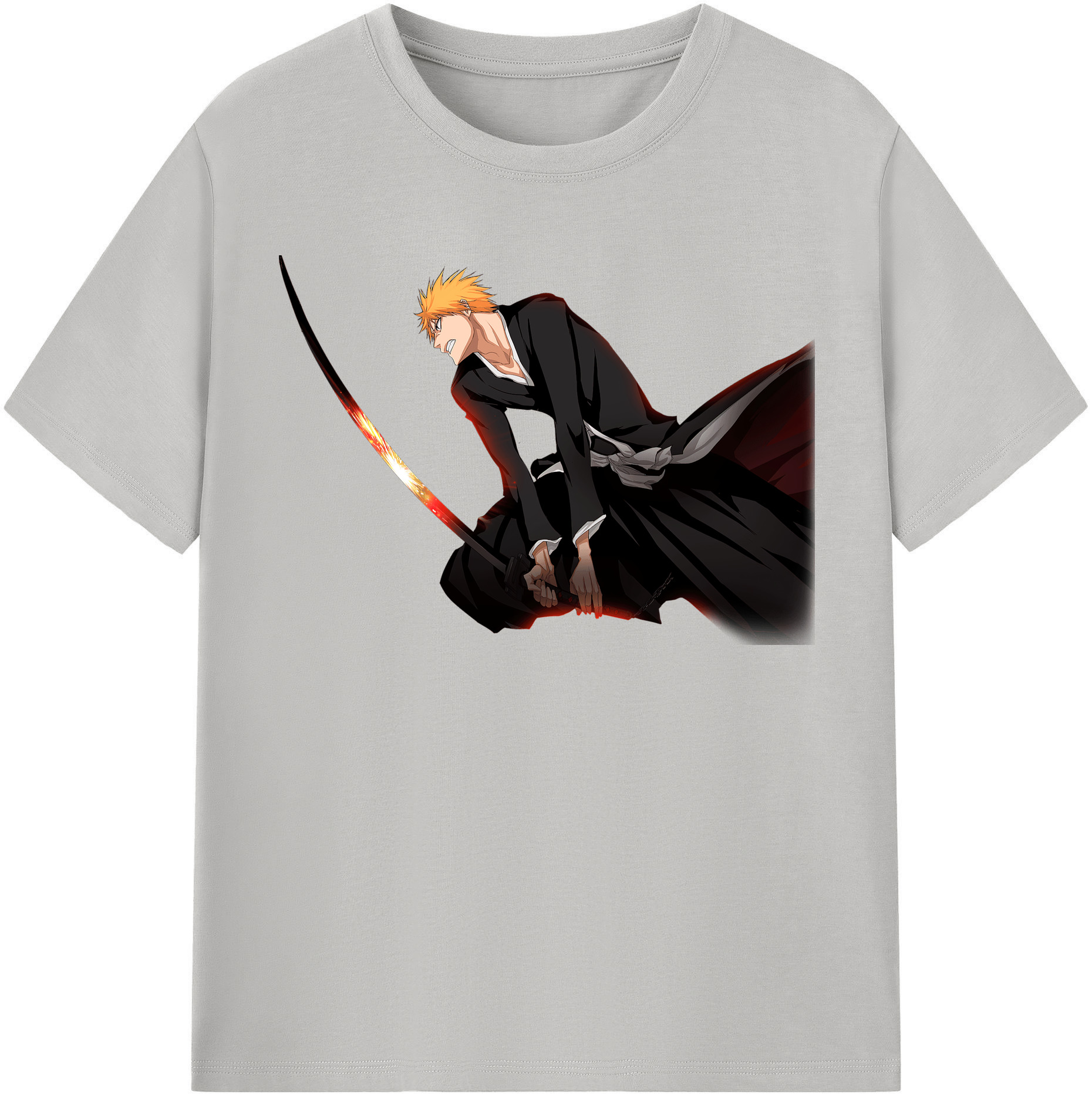 （画像用） ブリーチ 黒崎一護（くろさき いちご）BLEACH Kurosaki Ichigo レディースカジュアルプリントTシャツ（綿100％）