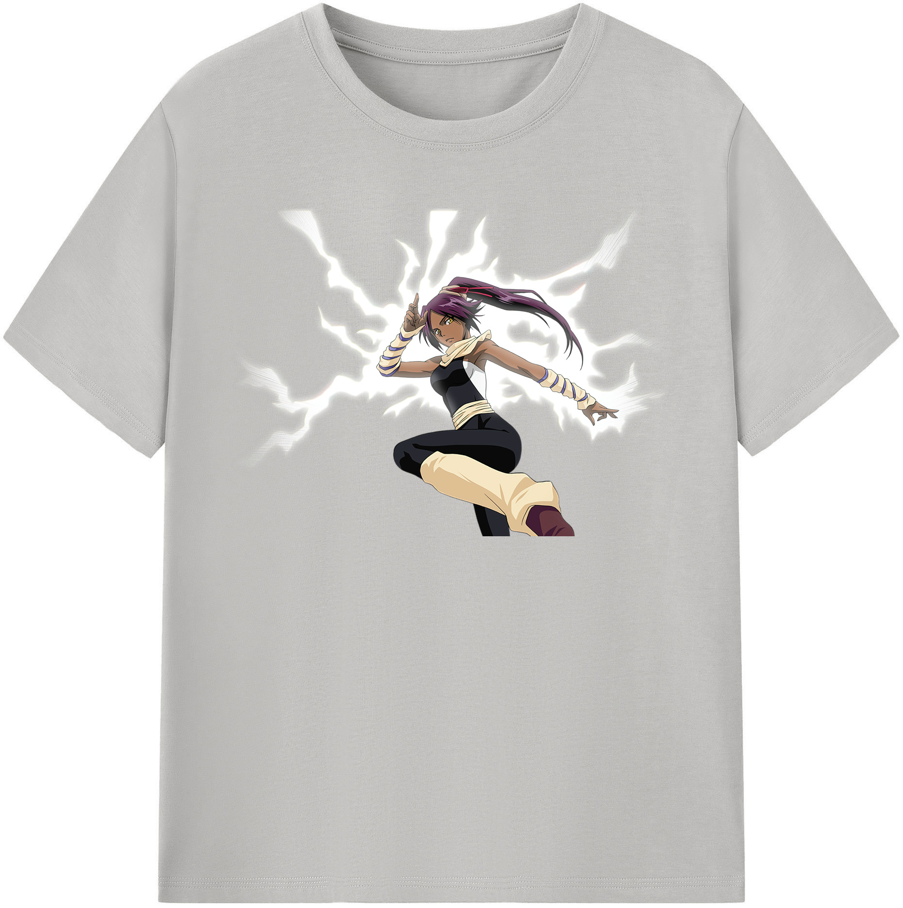 （画像用） ブリーチ 四楓院 夜一（しほういん よるいち） BLEACH Shihouin Yoruichi レディースカジュアルプリントTシャツ（綿100％）