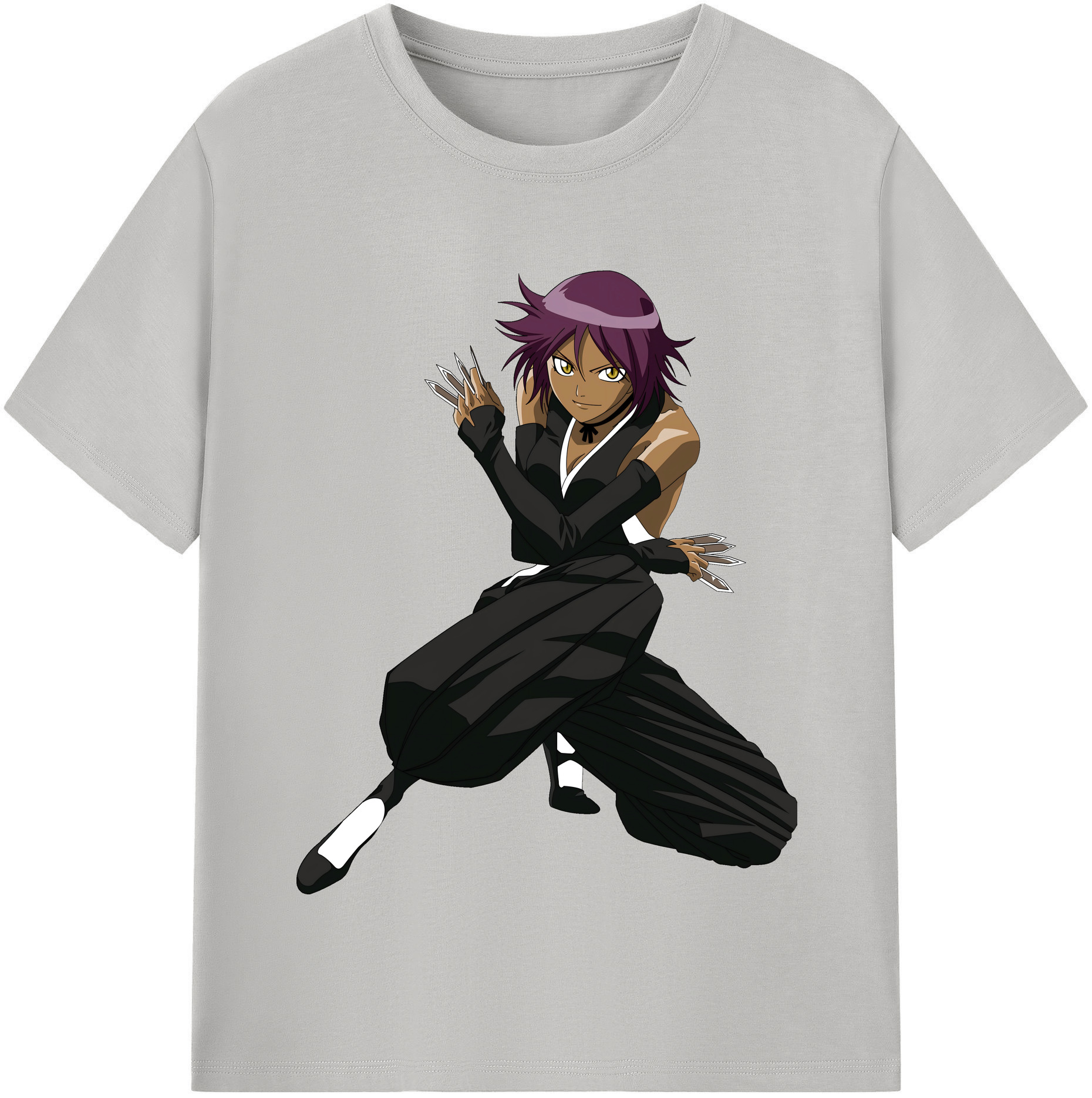 （画像用） ブリーチ 四楓院 夜一（しほういん よるいち） BLEACH Shihouin Yoruichi レディースカジュアルプリントTシャツ（綿100％）