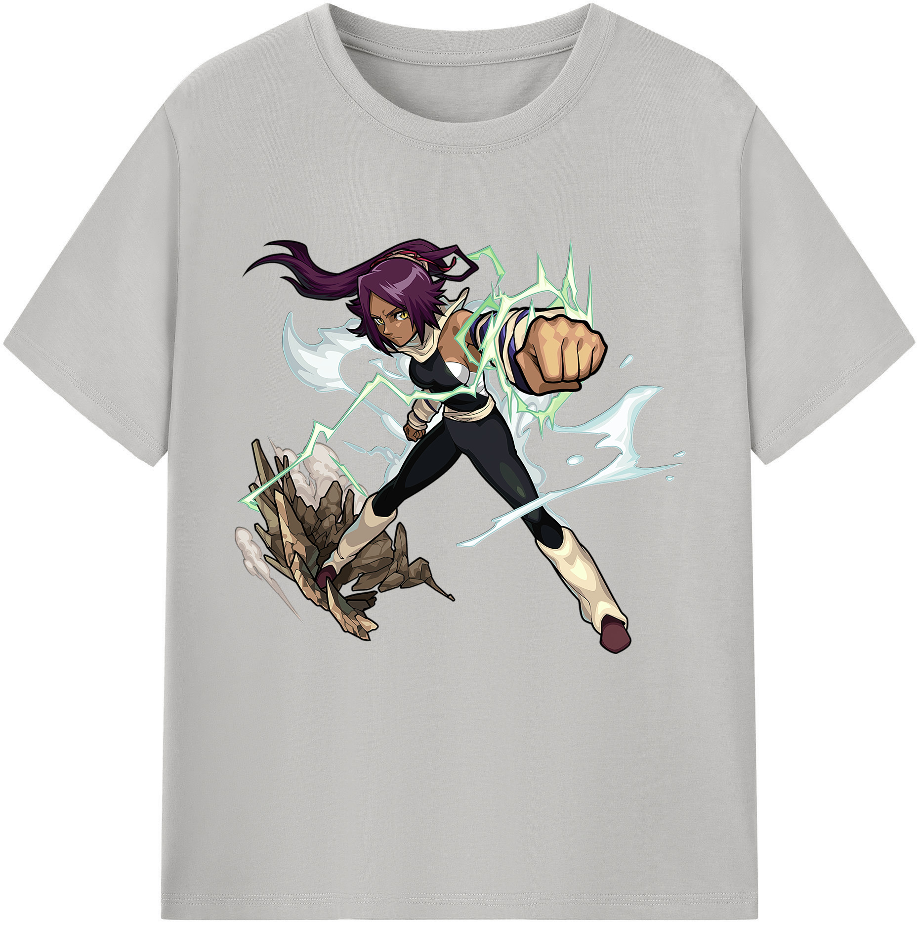 （画像用） ブリーチ 四楓院 夜一（しほういん よるいち） BLEACH Shihouin Yoruichi レディースカジュアルプリントTシャツ（綿100％）