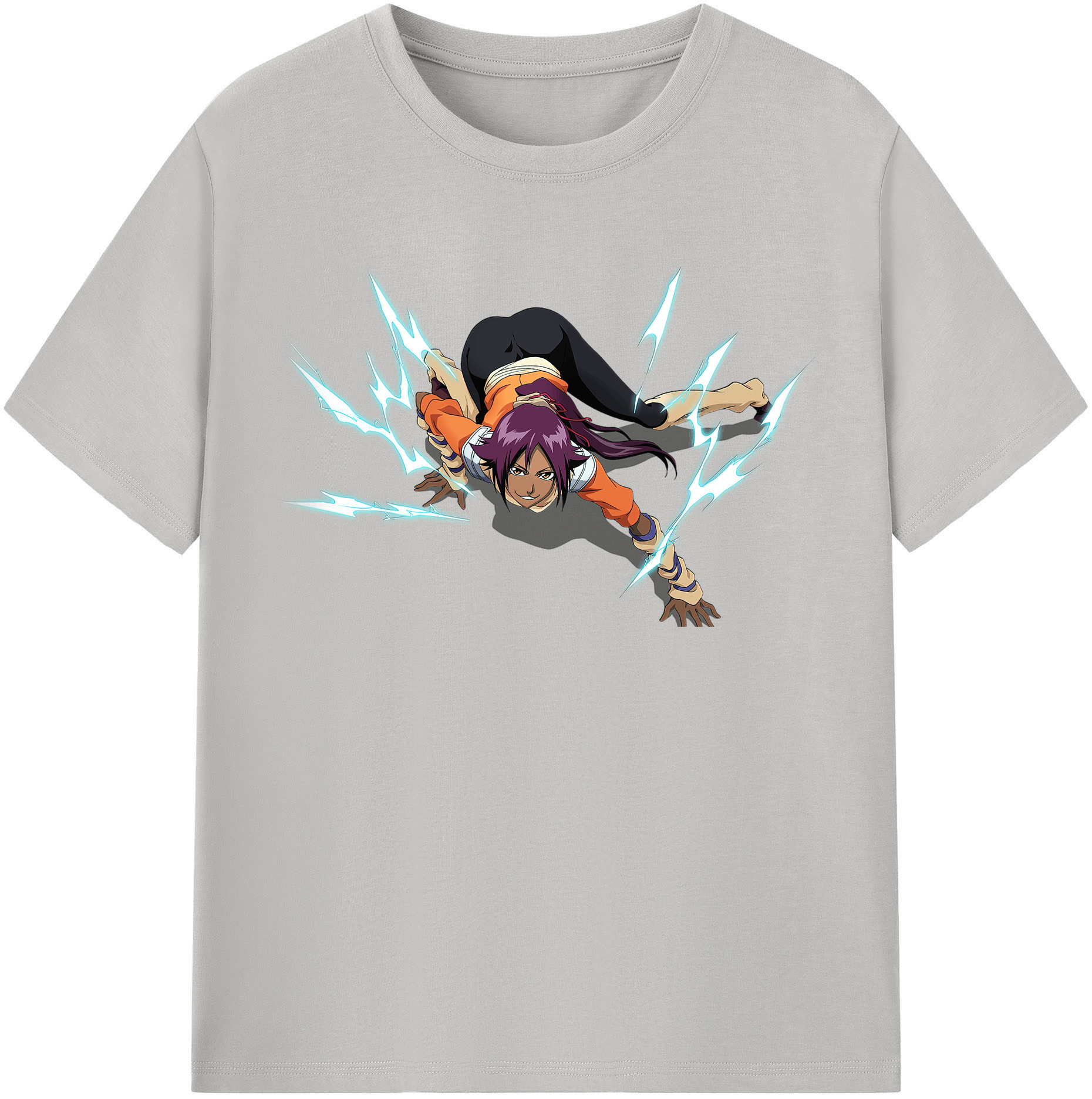 （画像用） ブリーチ 四楓院 夜一（しほういん よるいち） BLEACH Shihouin Yoruichi レディースカジュアルプリントTシャツ（綿100％）