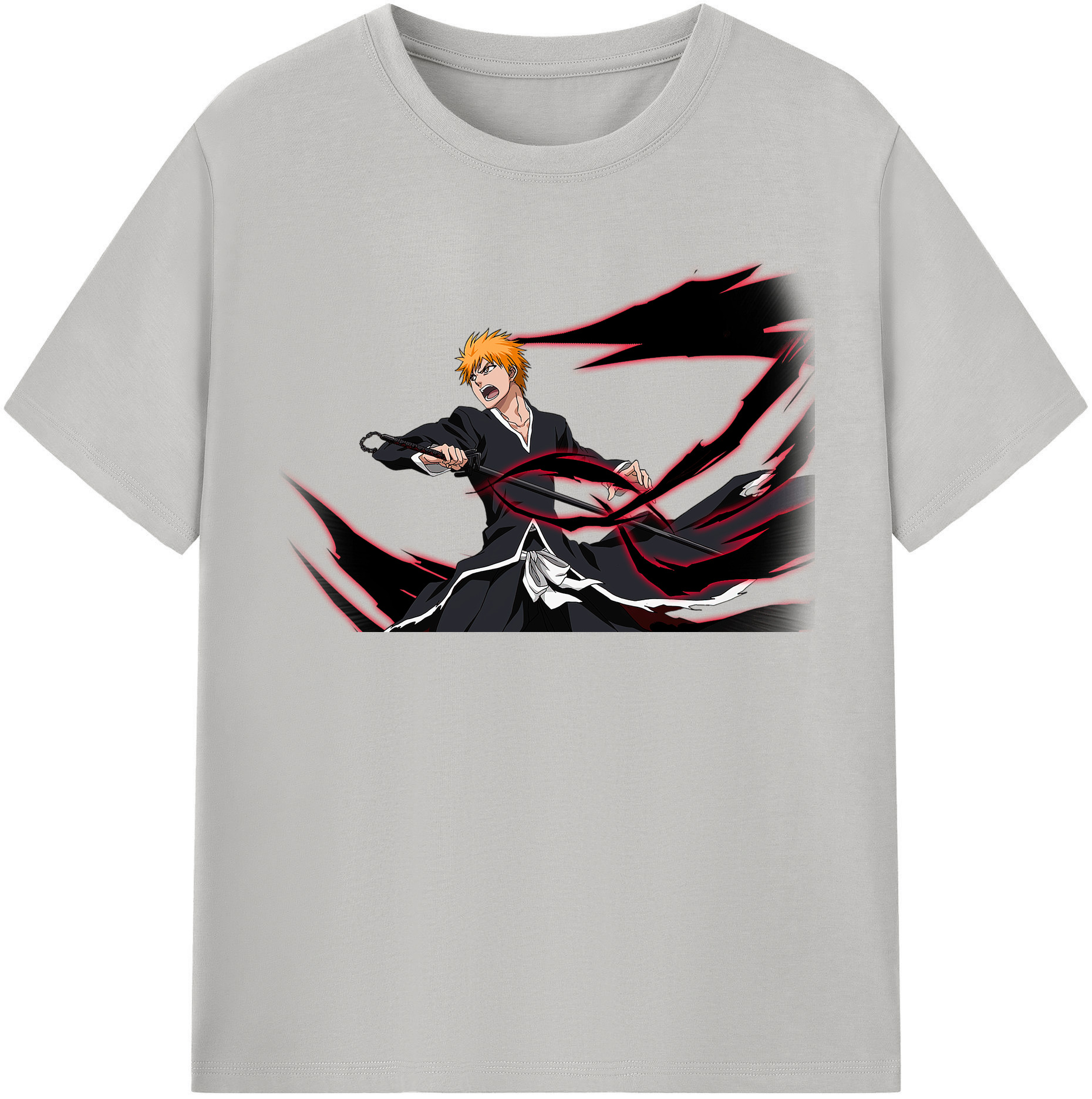 （画像用） ブリーチ 黒崎一護（くろさき いちご）BLEACH Kurosaki Ichigo レディースカジュアルプリントTシャツ（綿100％）