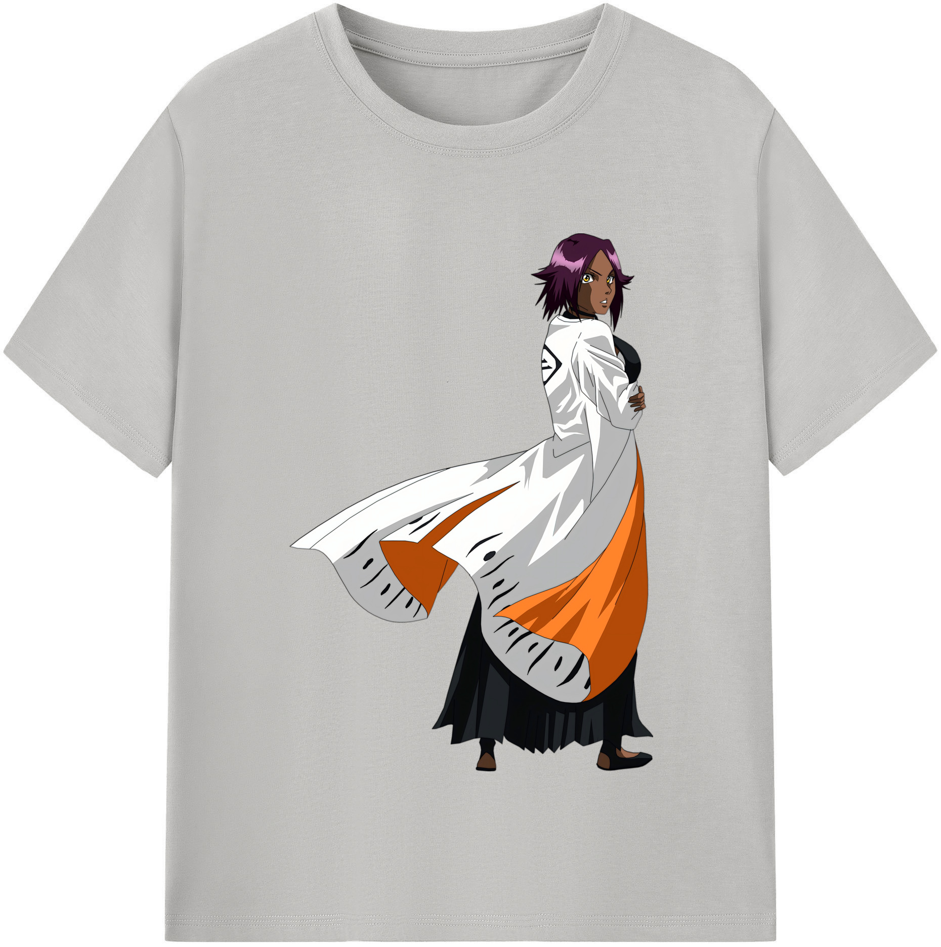 （画像用） ブリーチ 四楓院 夜一（しほういん よるいち） BLEACH Shihouin Yoruichi レディースカジュアルプリントTシャツ（綿100％）