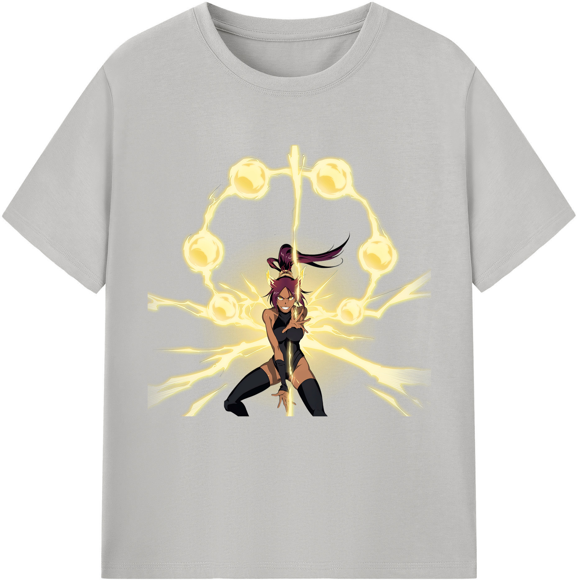 （画像用） ブリーチ 四楓院 夜一（しほういん よるいち） BLEACH Shihouin Yoruichi レディースカジュアルプリントTシャツ（綿100％）