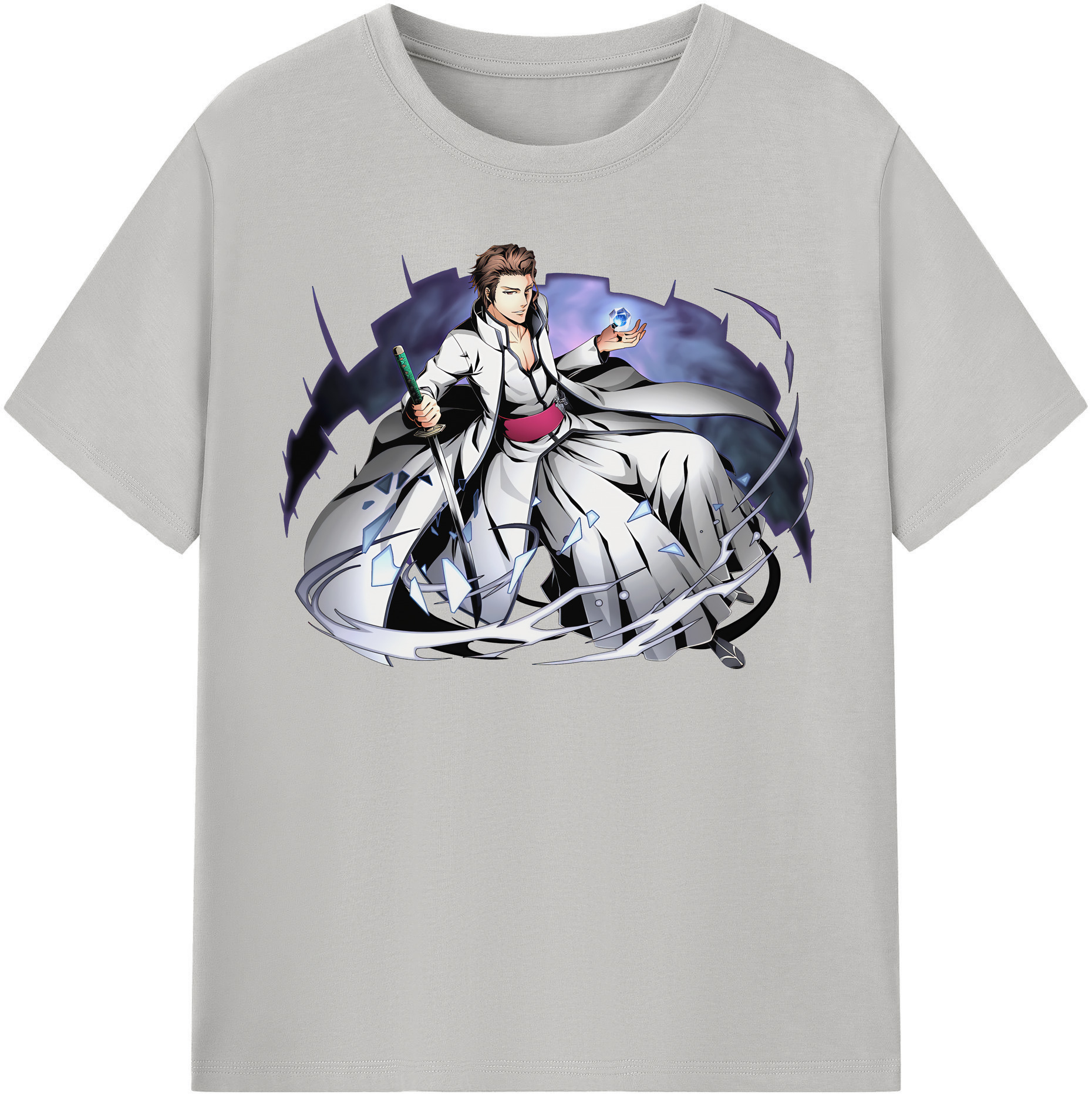 （画像用） ブリーチ 藍染 惣右介（あいぜん そうすけ） BLEACH Aizen Sousuke レディースカジュアルプリントTシャツ（綿100％）