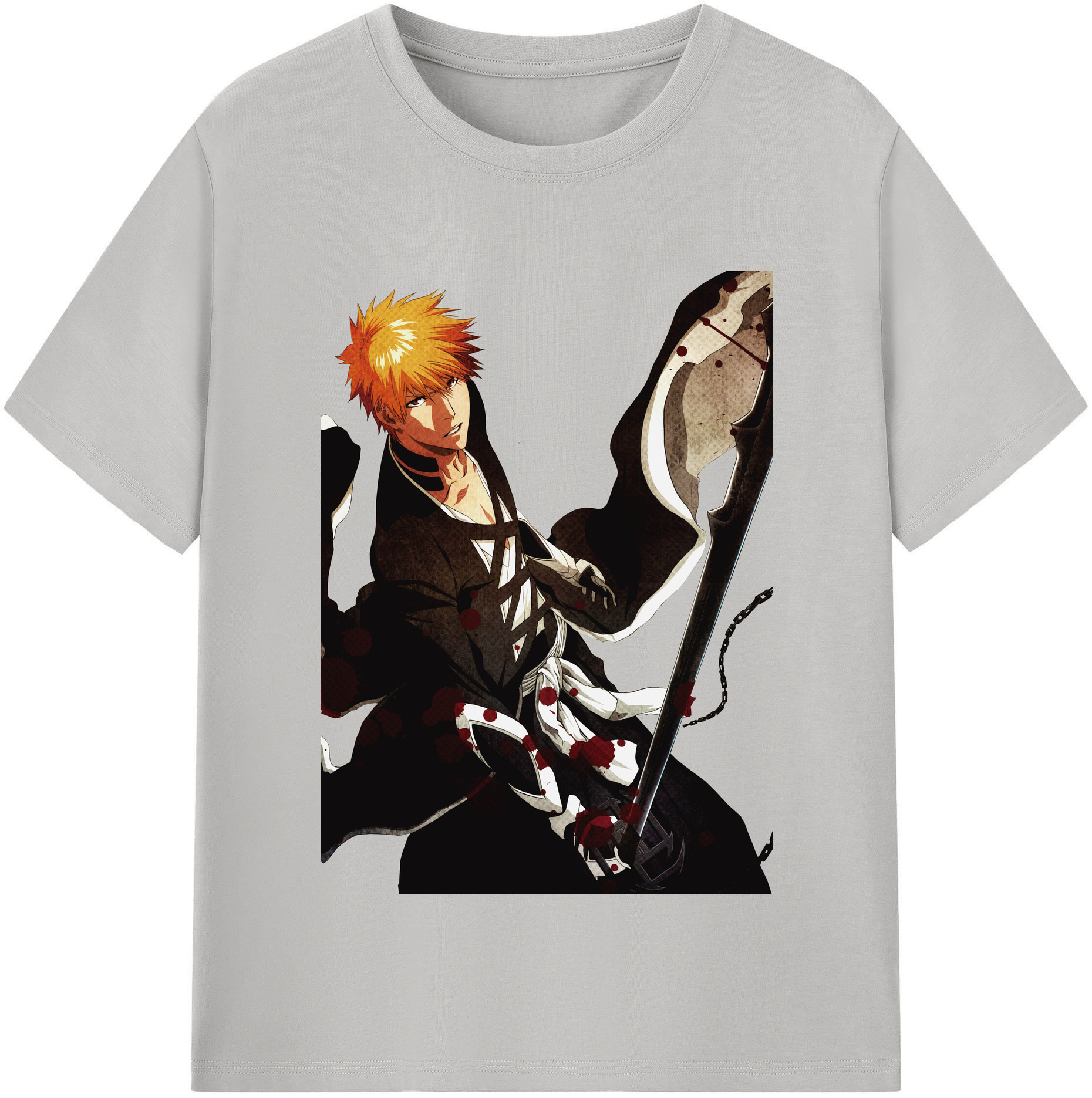 （画像用） ブリーチ 黒崎一護（くろさき いちご）BLEACH Kurosaki Ichigo レディースカジュアルプリントTシャツ（綿100％）