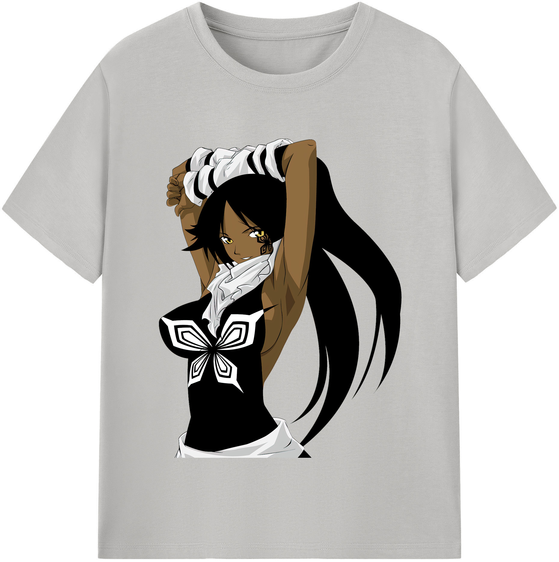 （画像用） ブリーチ 四楓院 夜一（しほういん よるいち） BLEACH Shihouin Yoruichi レディースカジュアルプリントTシャツ（綿100％）