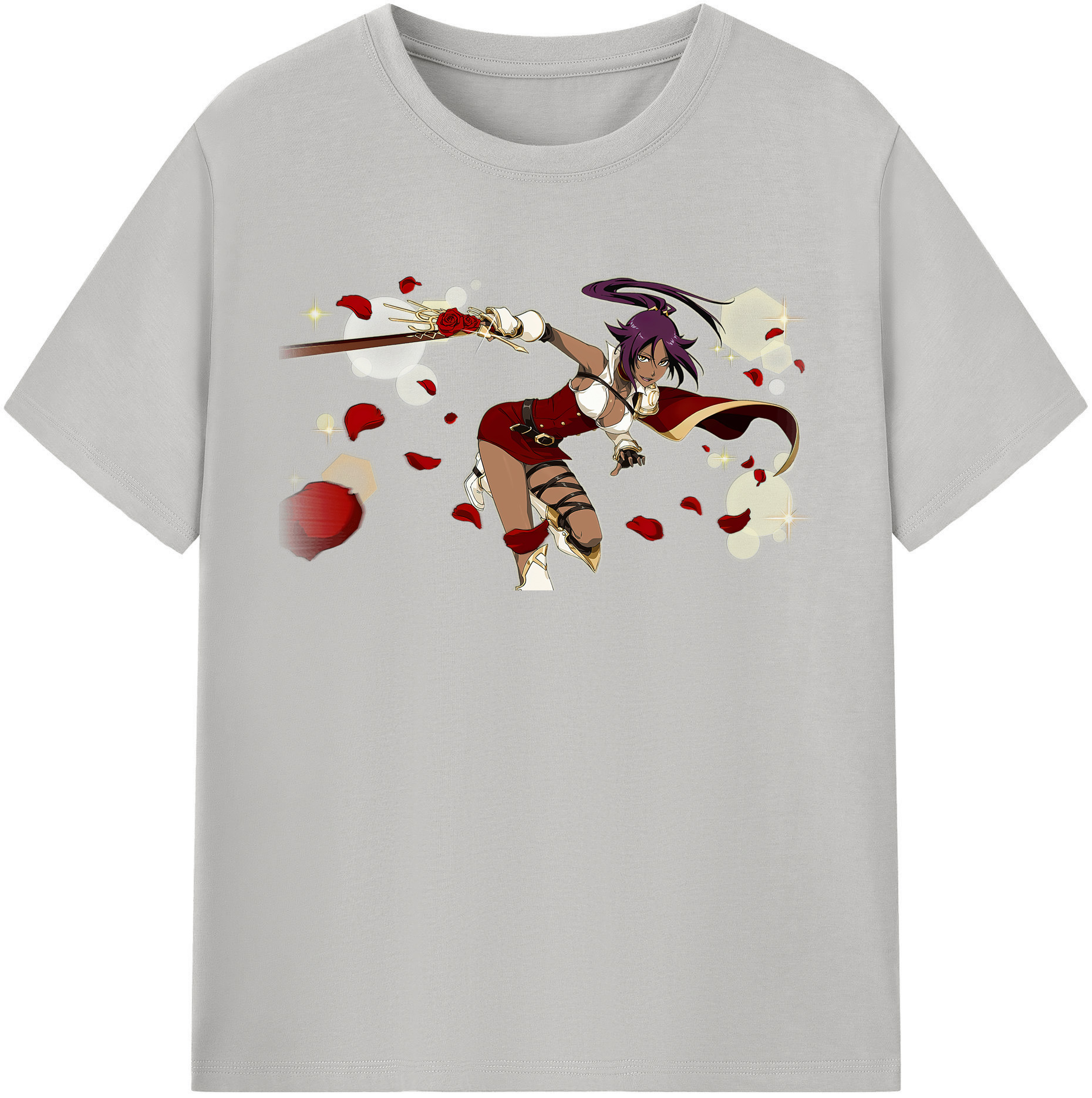 （画像用） ブリーチ 四楓院 夜一（しほういん よるいち） BLEACH Shihouin Yoruichi レディースカジュアルプリントTシャツ（綿100％）