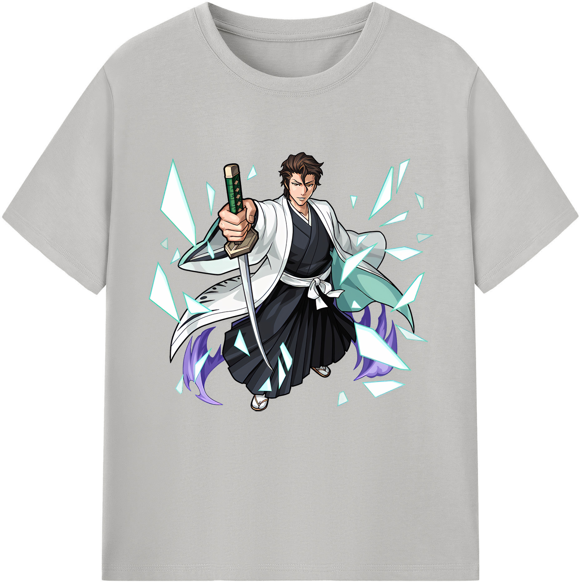 （画像用） ブリーチ 藍染 惣右介（あいぜん そうすけ） BLEACH Aizen Sousuke レディースカジュアルプリントTシャツ（綿100％）