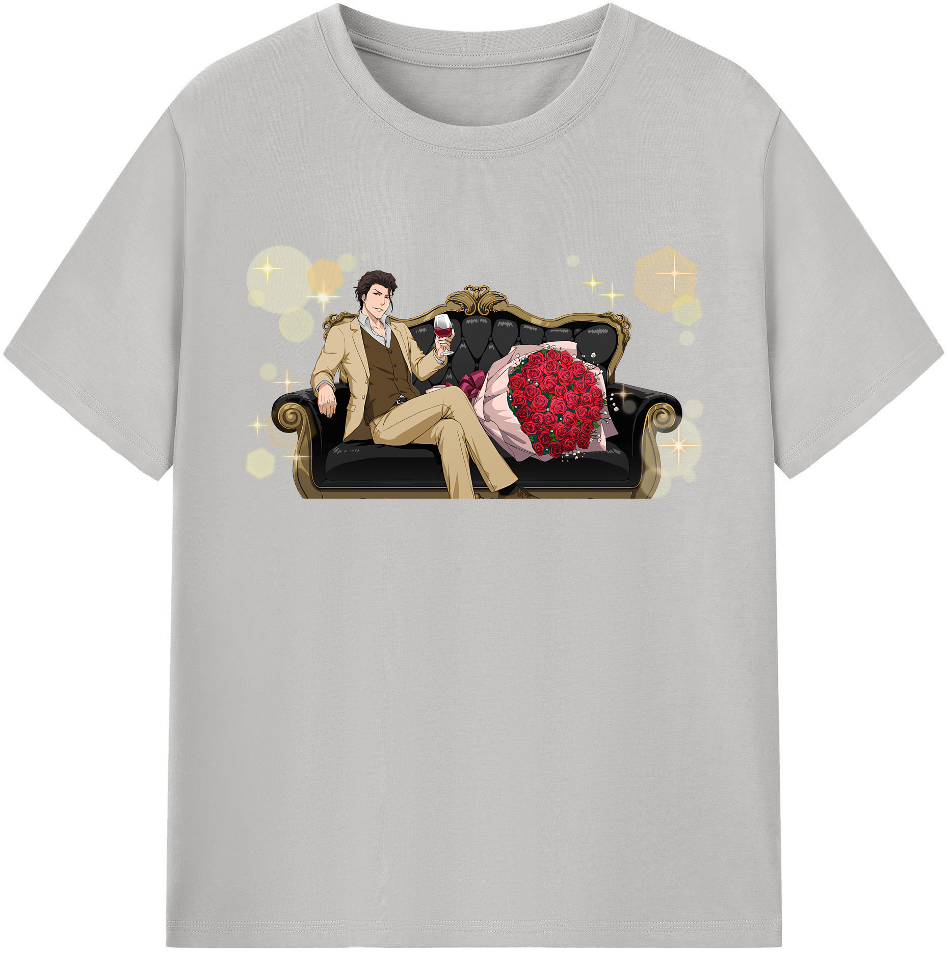 （画像用） ブリーチ 藍染 惣右介（あいぜん そうすけ） BLEACH Aizen Sousuke レディースカジュアルプリントTシャツ（綿100％）