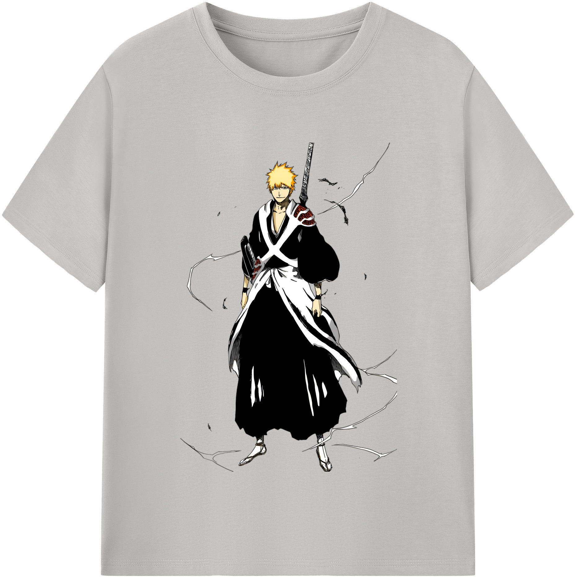 （画像用） ブリーチ 黒崎一護（くろさき いちご）BLEACH Kurosaki Ichigo レディースカジュアルプリントTシャツ（綿100％）
