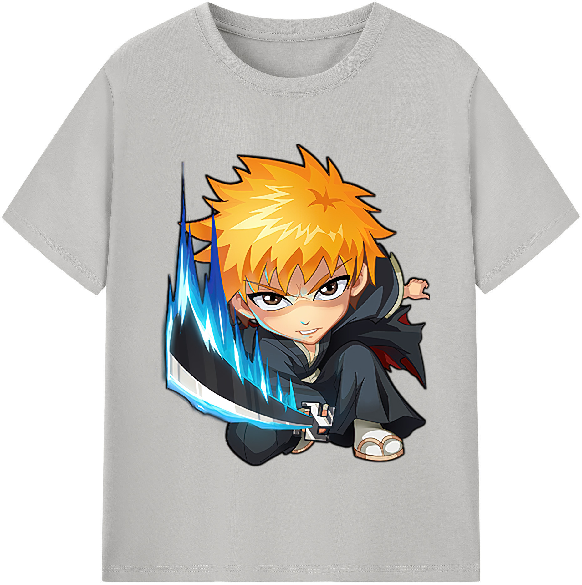 （画像用） ブリーチ 黒崎一護（くろさき いちご）BLEACH Kurosaki Ichigo レディースカジュアルプリントTシャツ（綿100％）