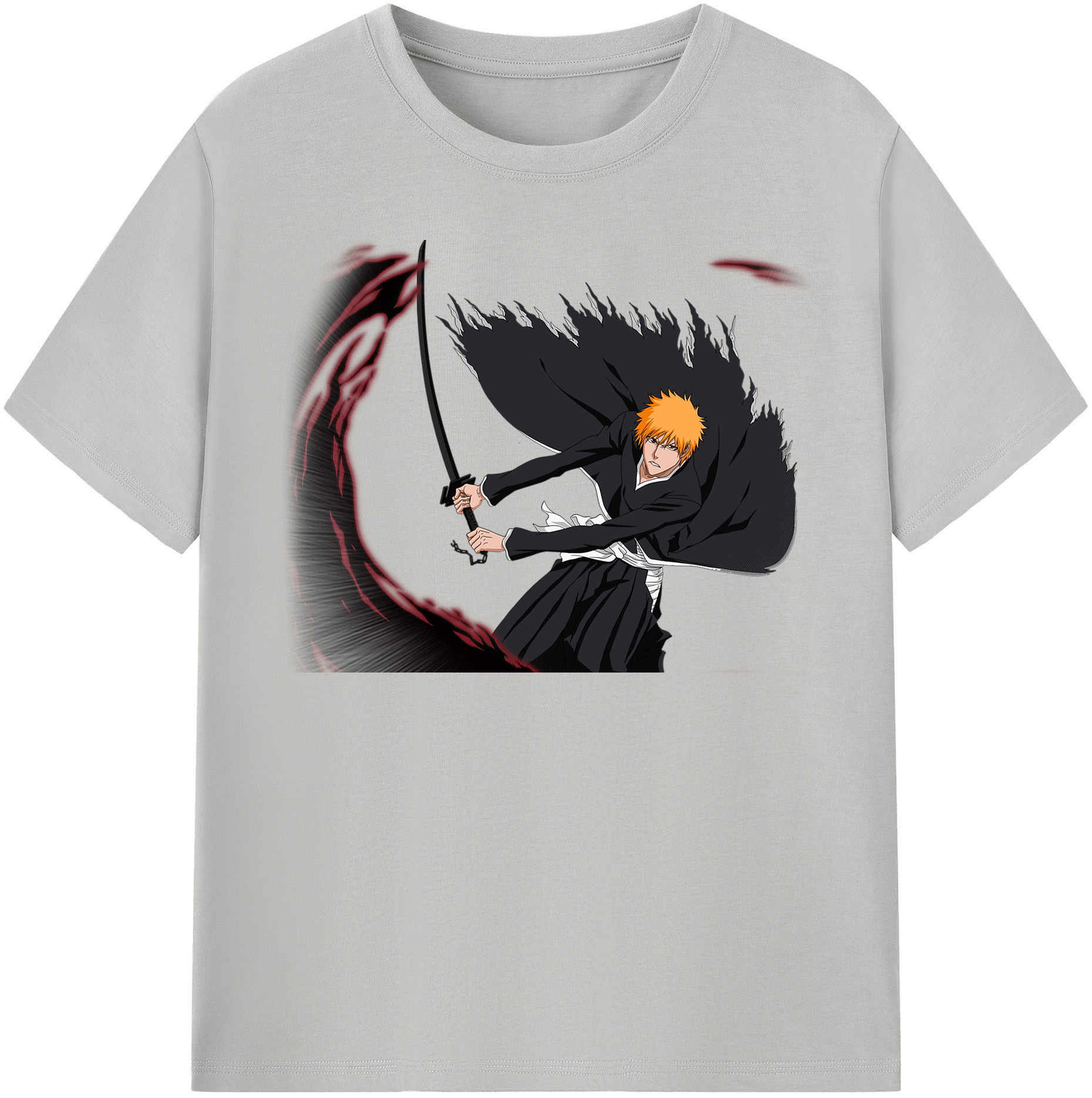（画像用） ブリーチ 黒崎一護（くろさき いちご）BLEACH Kurosaki Ichigo レディースカジュアルプリントTシャツ（綿100％）